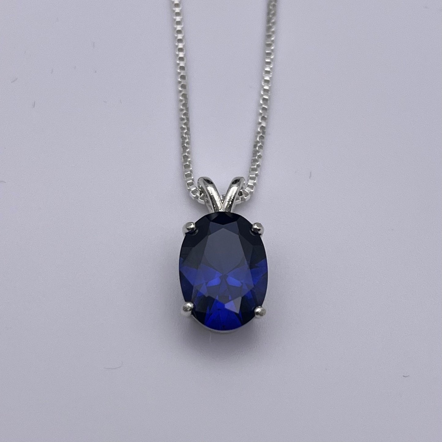 Gorgeous 7ct Blue Sapphire in Sterling Silver Pendant Necklace Sapphire September Gift Trending Jewelry 18"