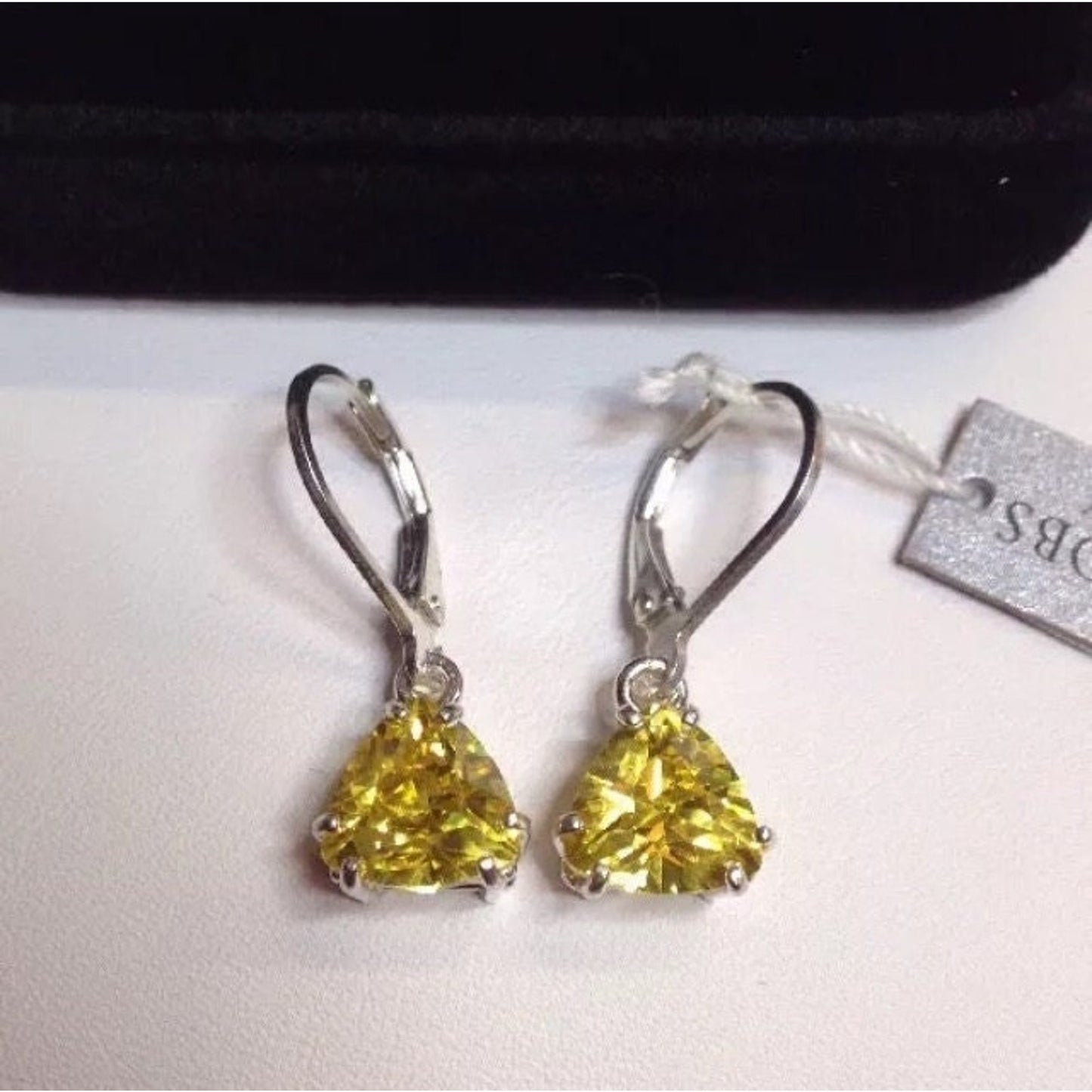 Beautiful 3.6ctw Trillion Cut Citrine Quartz in Sterling Silver Citrine Earrings