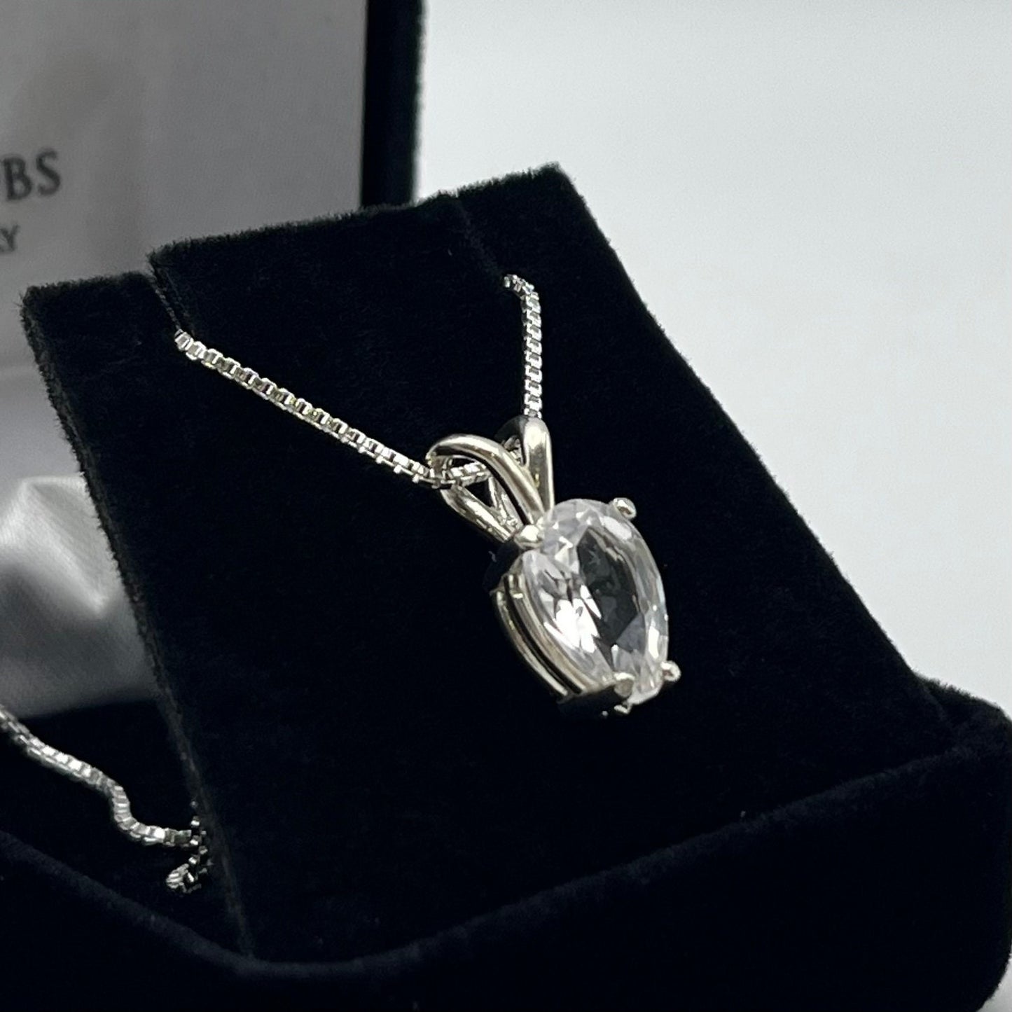 Beautiful 2.25ct Pear Cut White Sapphire Necklace Solitaire Jewelry Gift Bridal Jewelry Set