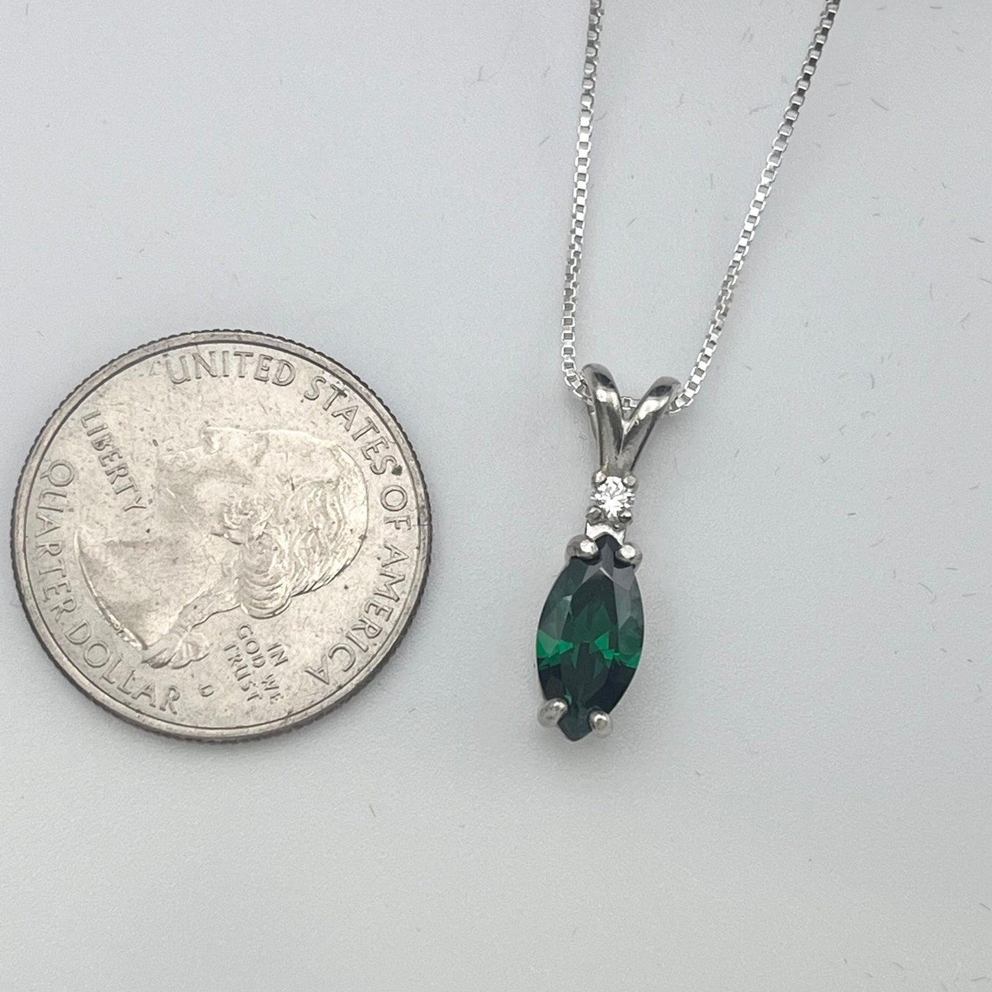 GORGEOUS 2ct Marquise Cut Emerald Necklace White Sapphire Accent Sterling Silver Lab Emerald trending jewelry gift May Birthstone