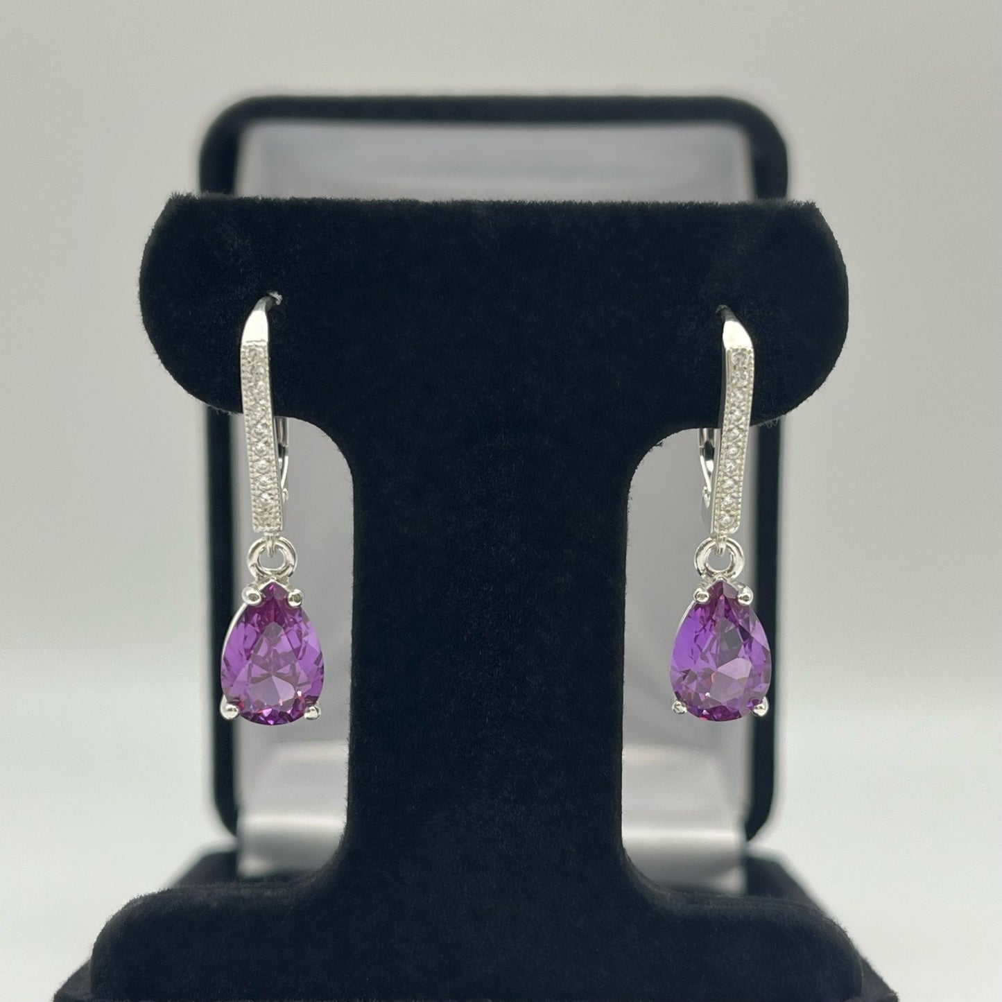 GORGEOUS 6ctw Alexandrite Earrings White Sapphire Sterling Silver Pear Cut Drop Dangle Earrings Trending Jewelry Gift