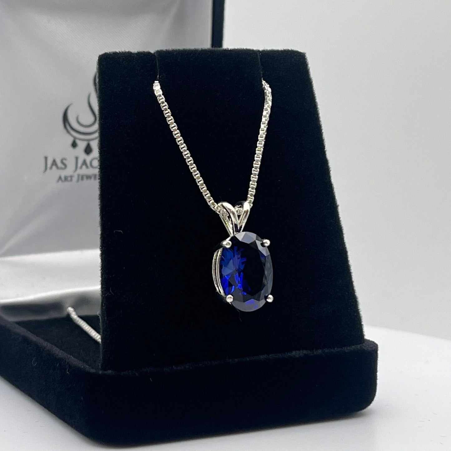 Gorgeous 7ct Blue Sapphire in Sterling Silver Pendant Necklace Sapphire September Gift Trending Jewelry 18"