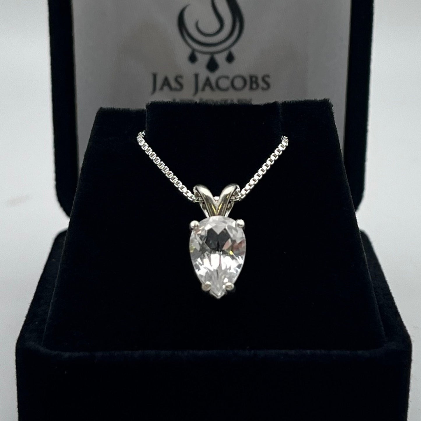Beautiful 2.25ct Pear Cut White Sapphire Necklace Solitaire Jewelry Gift Bridal Jewelry Set