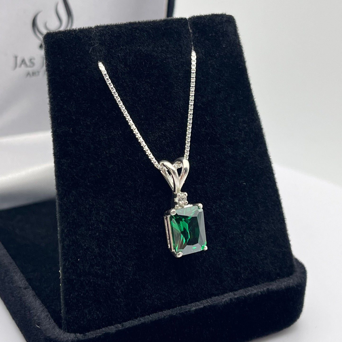 Beautiful 3ctw Emerald Cut Emerald Necklace Sterling Silver Pendant Necklace Jewelry Gift Trending Jewelry May Birthstone