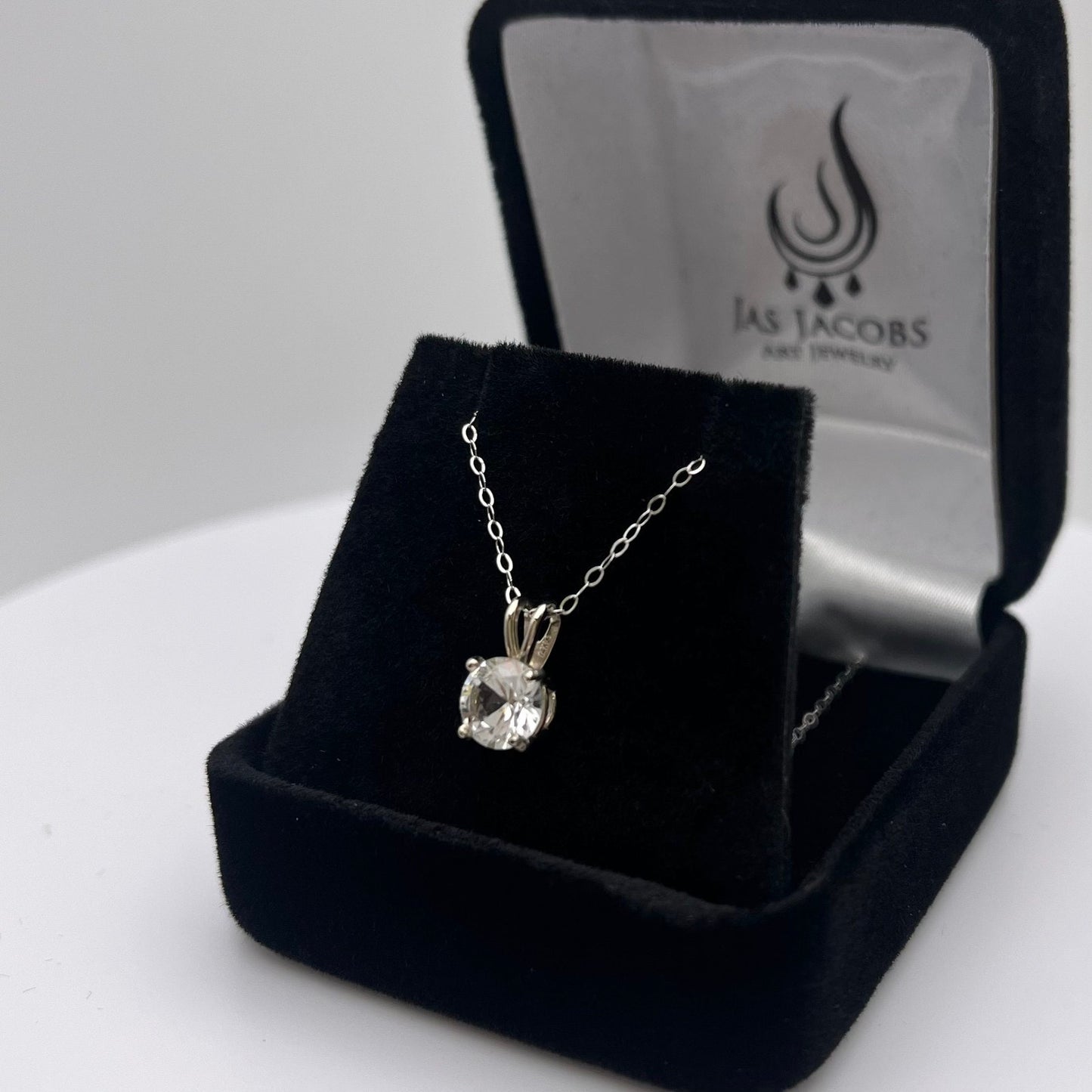 Beautiful 14k Gold 1ct White Sapphire Necklace Solitaire Pendant Anniversary Gift Gift Bridal Gift 16” 18” Colorless Sapphire VVS