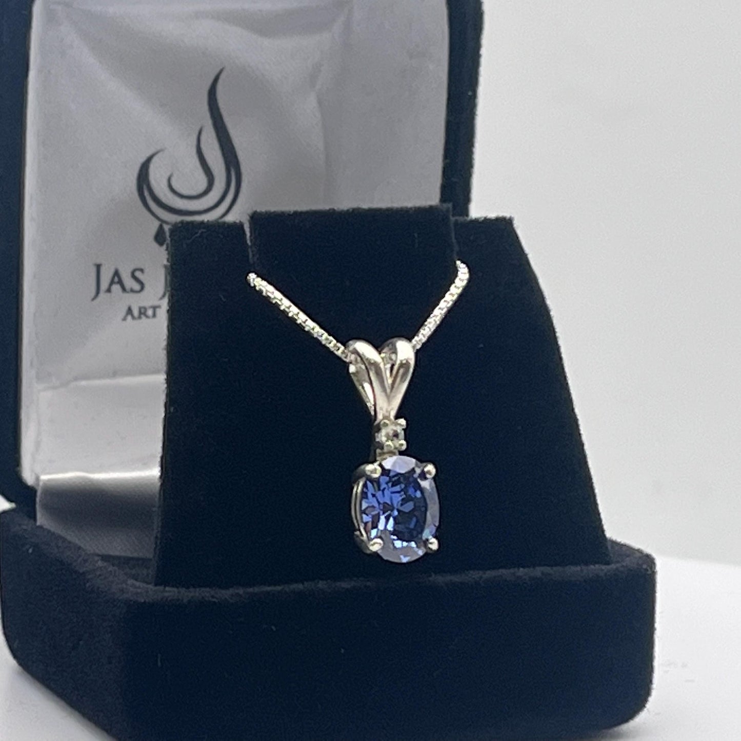 Beautiful Tanzanite & White Sapphire Pendant Necklace Sterling Silver Oval Cut Tanzanite Pendant Necklace with Accents Jewelry Trends Gift