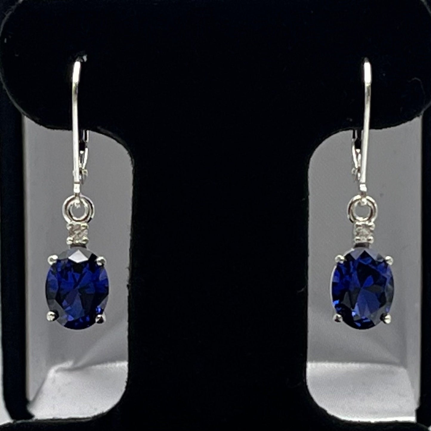 Beautiful 3.3ctw Oval Cut Sapphire Earrings White Sapphire Accents
