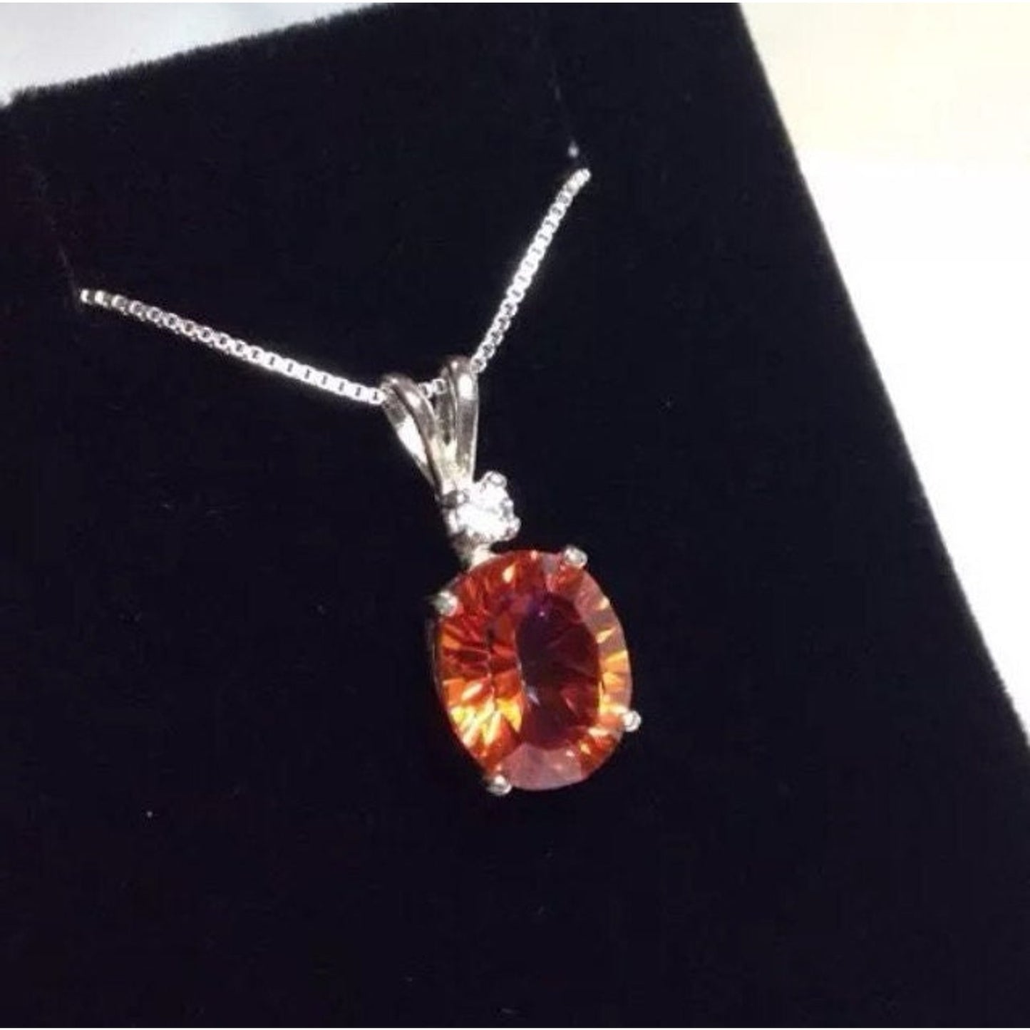 Beautiful 4.5ct Oval Cut Orange Fire Quartz Necklace Pendant Sterling Silver Necklace 18" Gemstone Jewelry Trending Stones