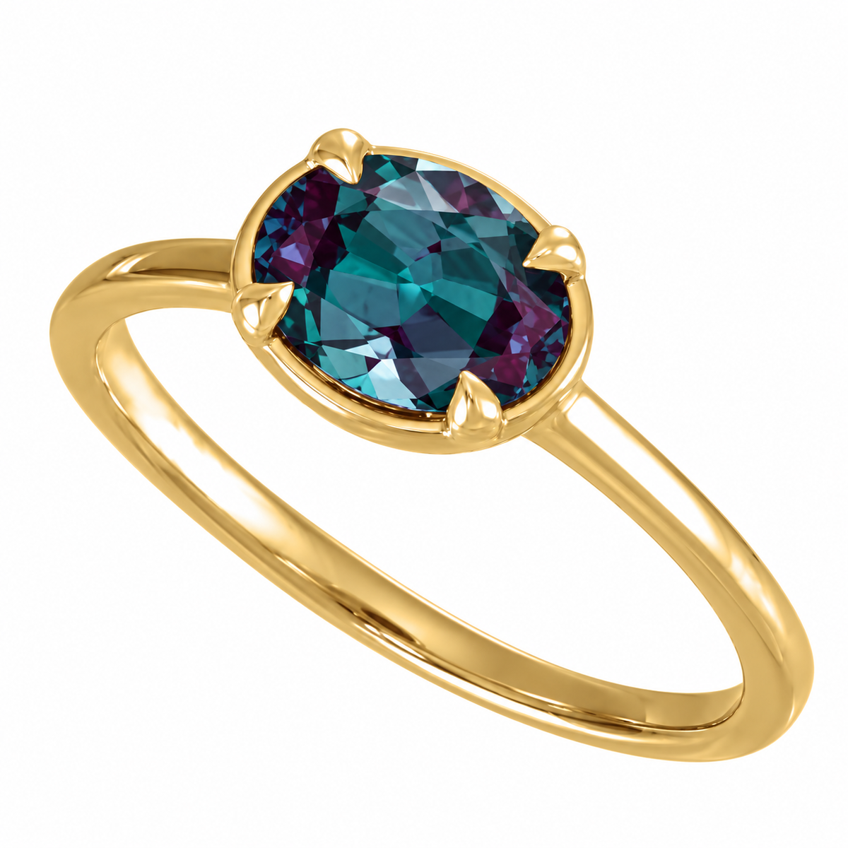 1.5ct Oval Color Change Alexandrite Solitaire Ring