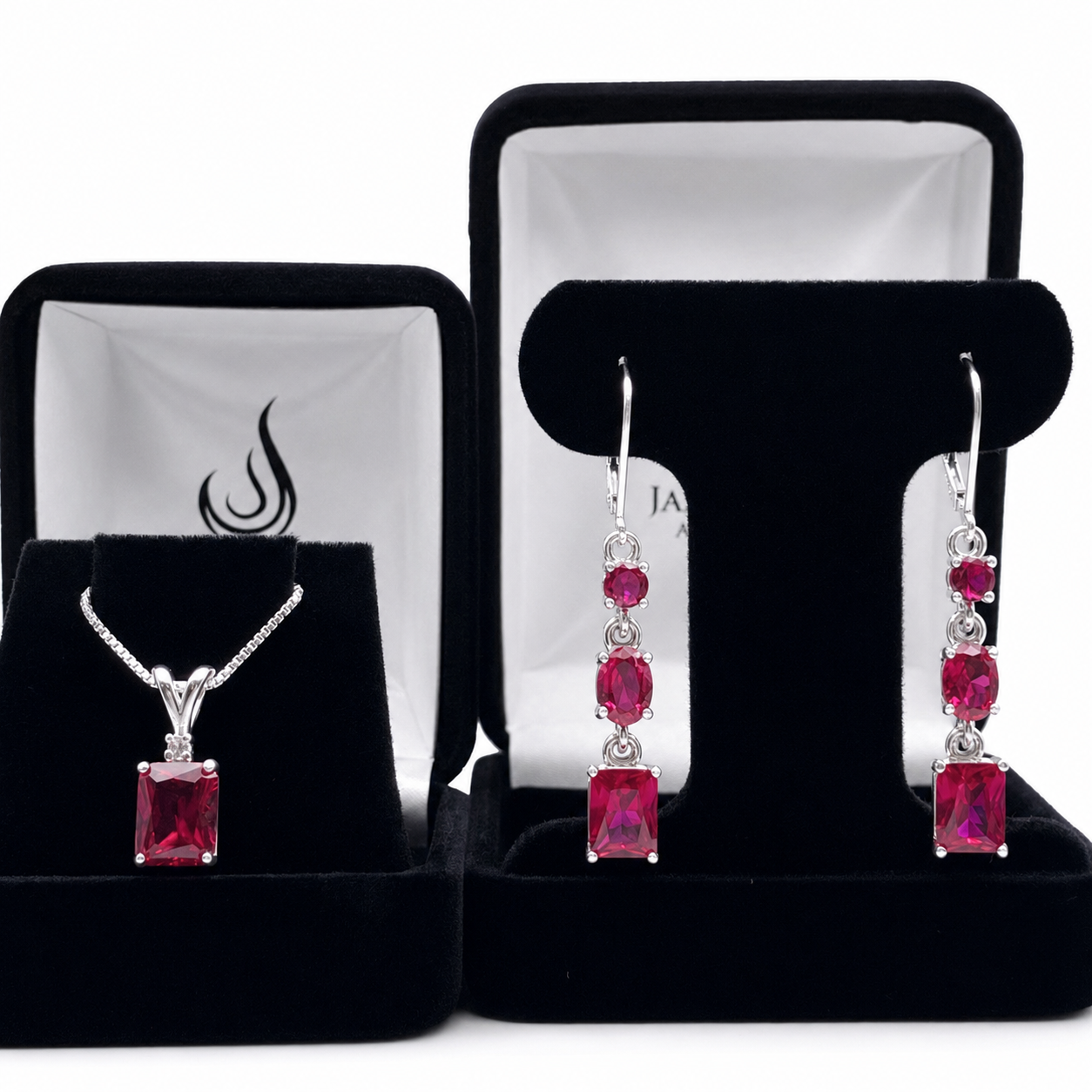 8CTW Multi Shape Ruby Jewelry Set
