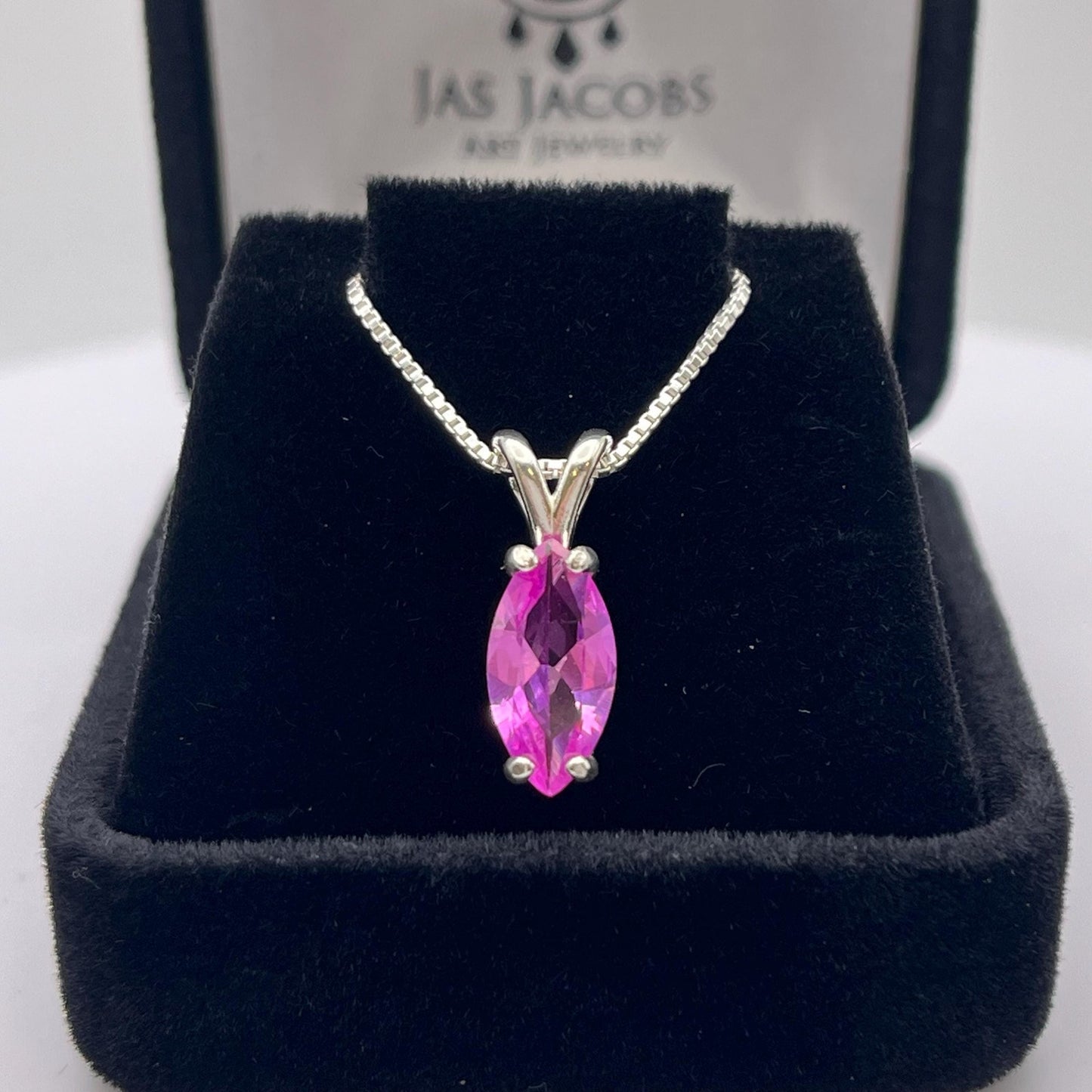 Beautiful 2ct Marquise Cut Pink Sapphire Necklace