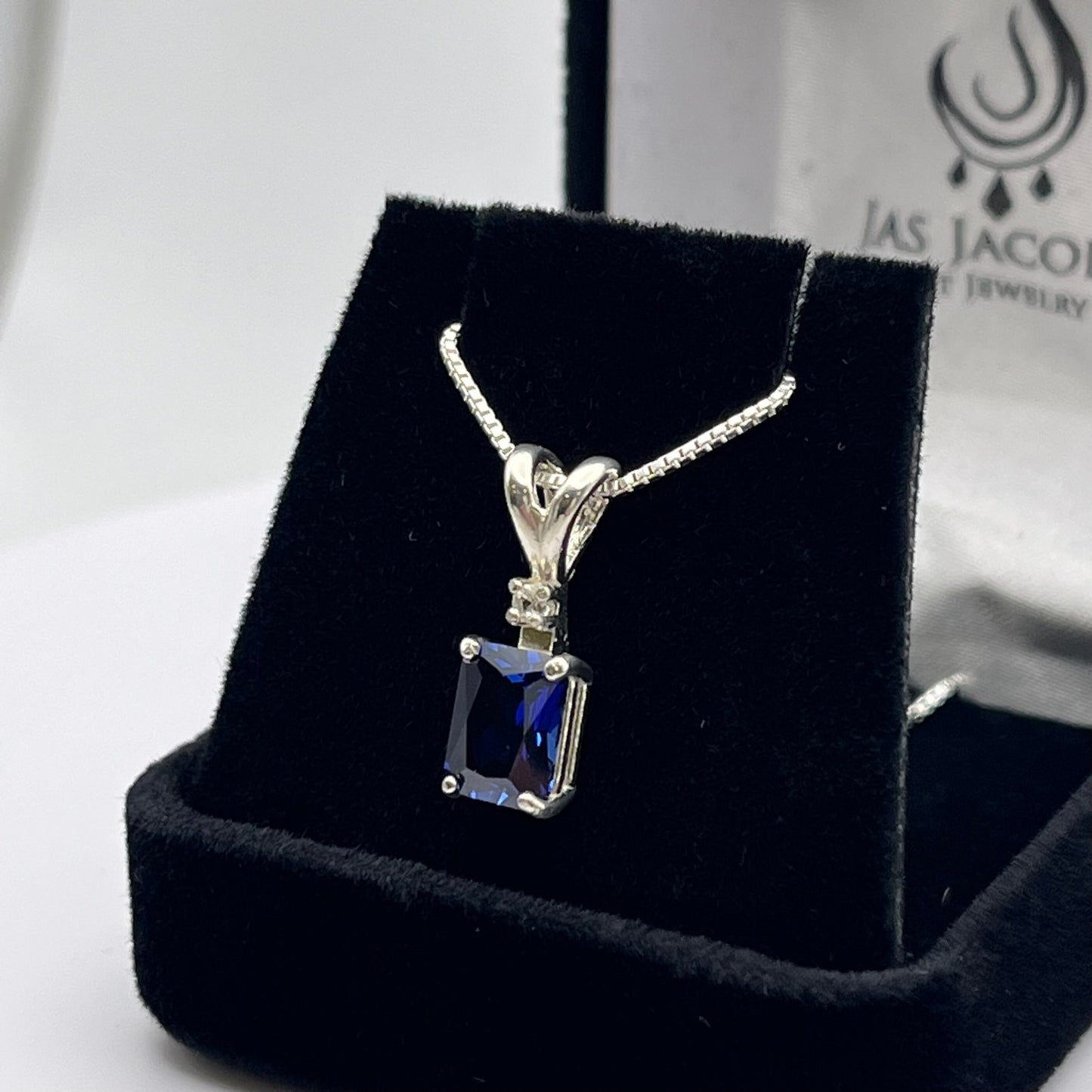 Gorgeous 2ctw Emerald Cut Sapphire Necklace September Birthstone