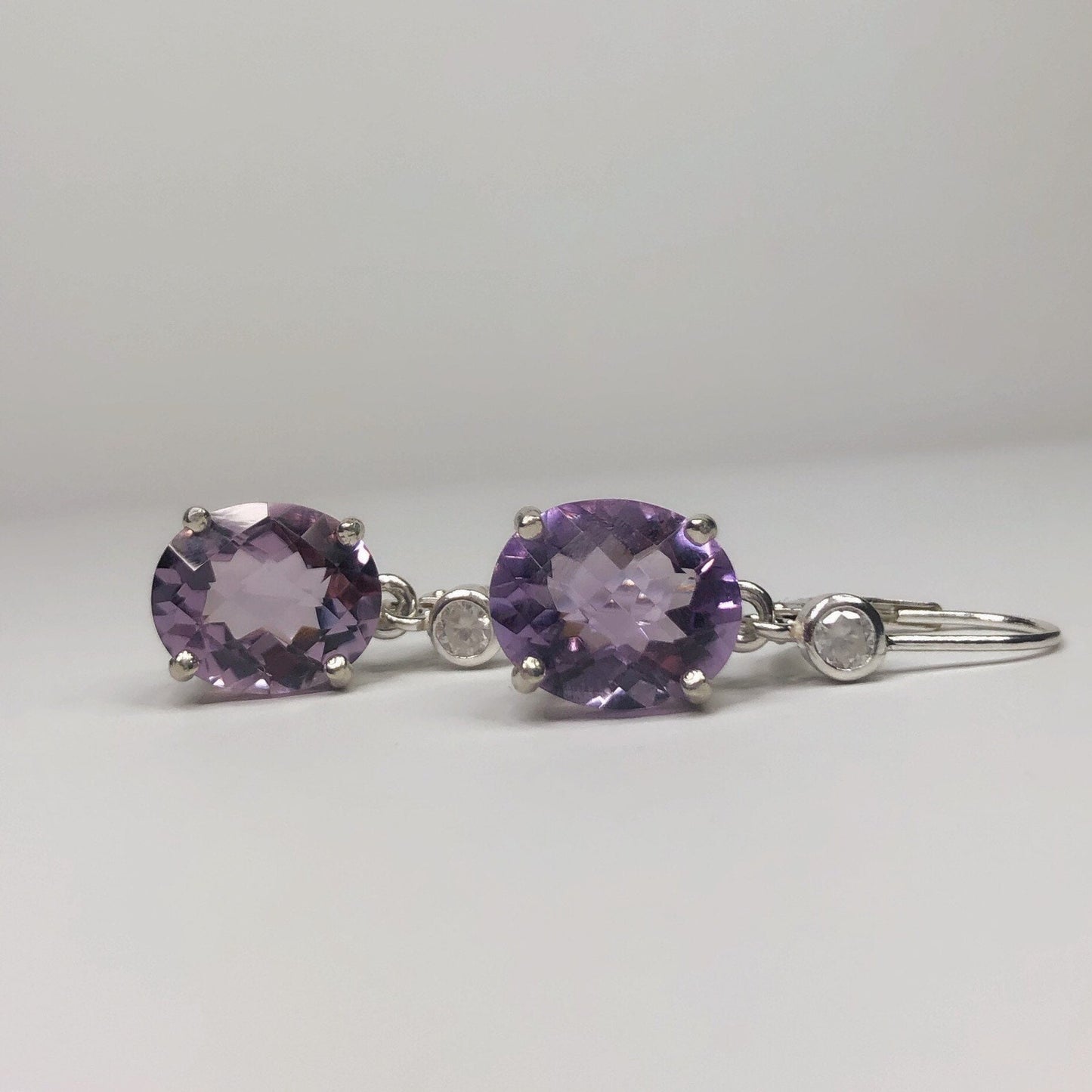 Beautiful 8ctw Lavender Amethyst Earrings Rose de France earrings