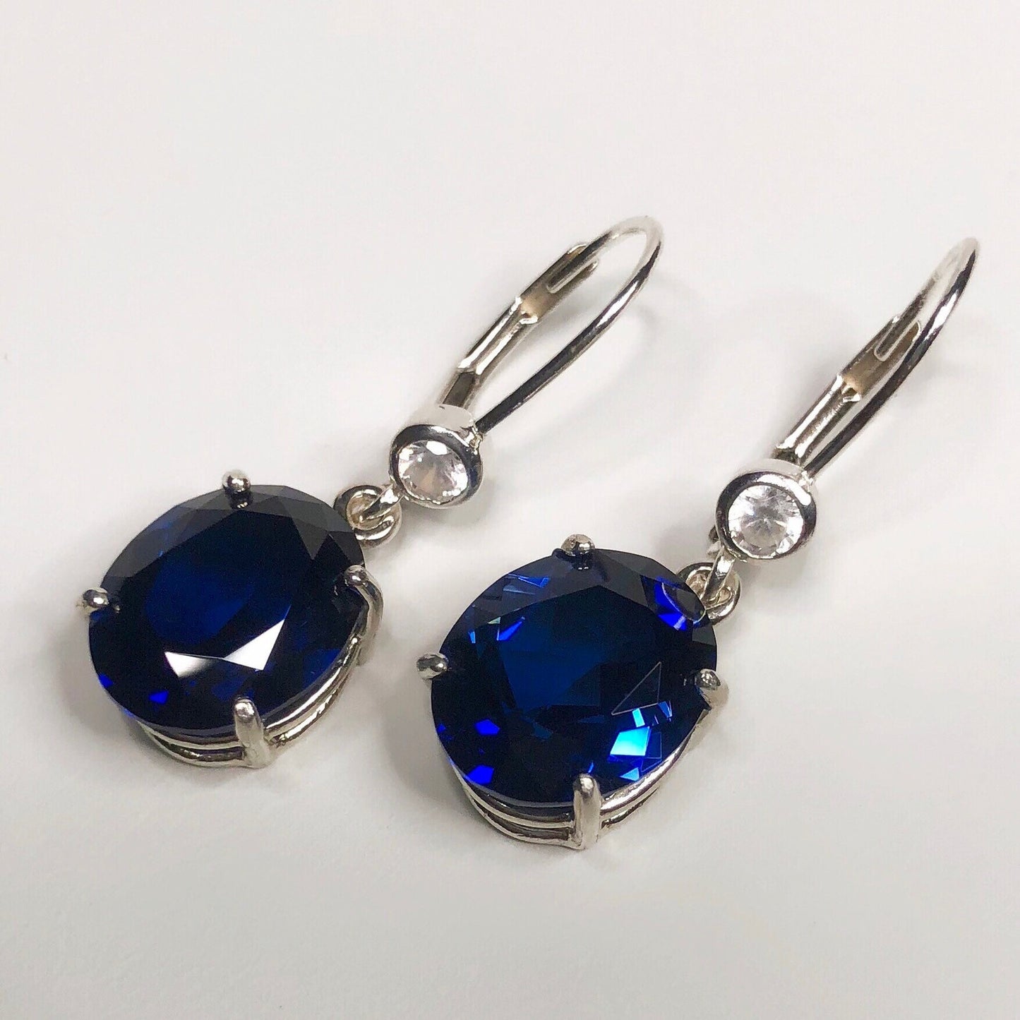 Beautiful 12ctw Oval Cut Sapphire Earrings in Sterling Silver