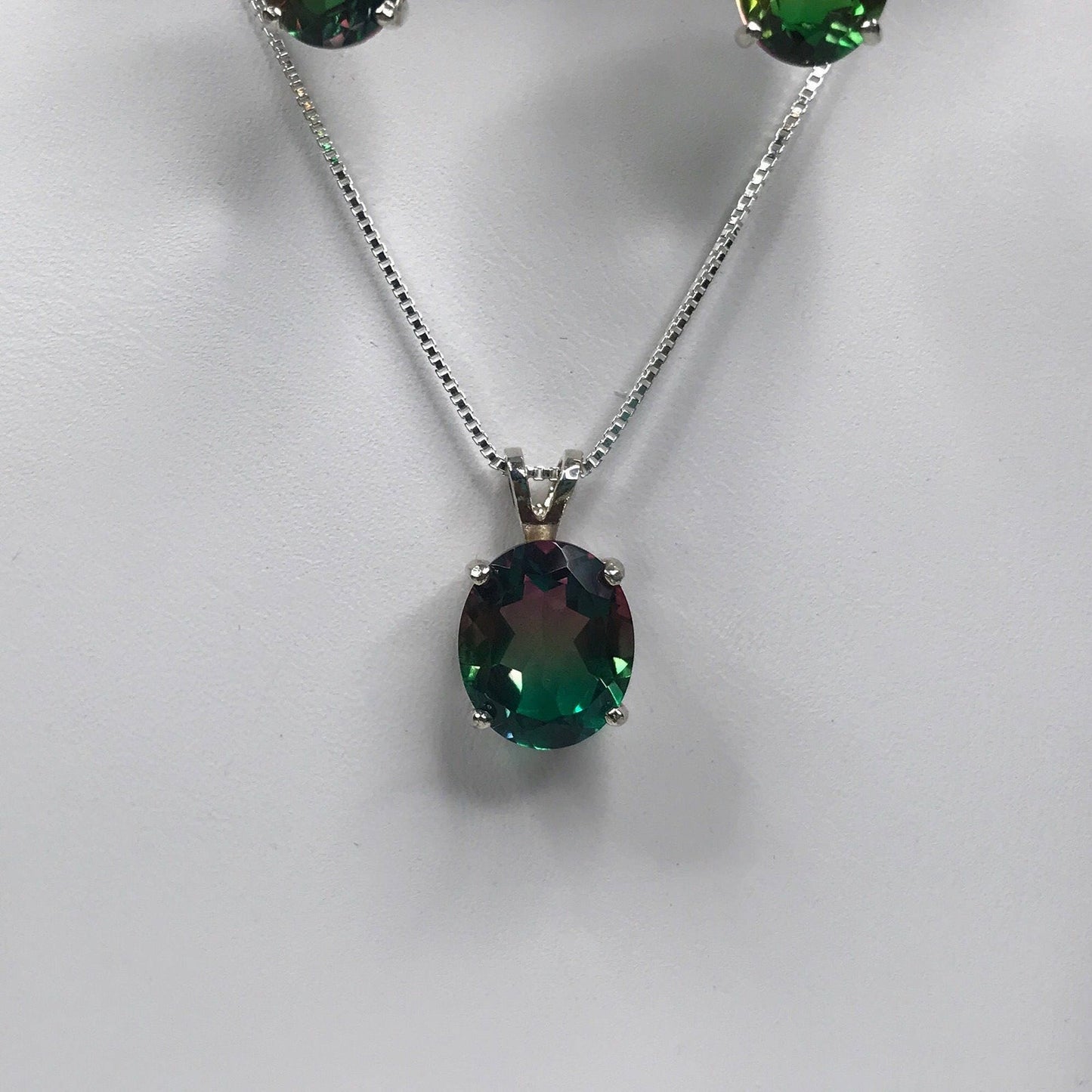 Beautiful Watermelon Tourmaline Quartz Necklace & Earrings Set