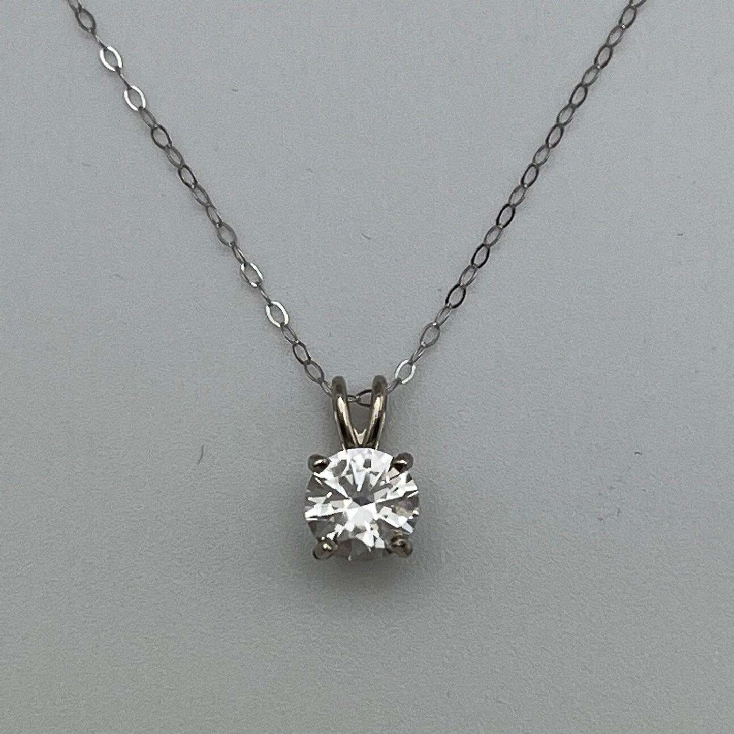 Beautiful 14k Gold 1ct White Sapphire Necklace Solitaire Pendant Anniversary Gift Gift Bridal Gift 16” 18” Colorless Sapphire VVS