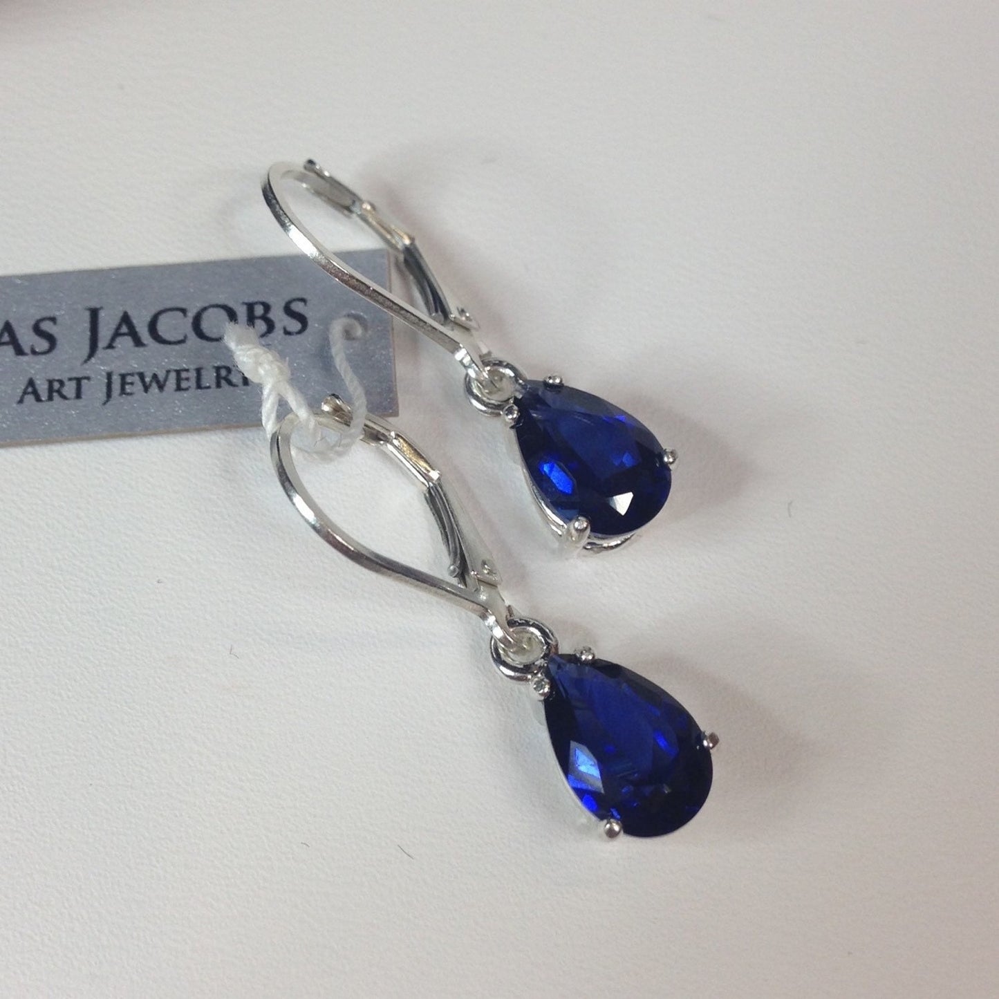 Beautiful 3ctw Pear Cut Blue Sapphire Earrings in Sterling Silver