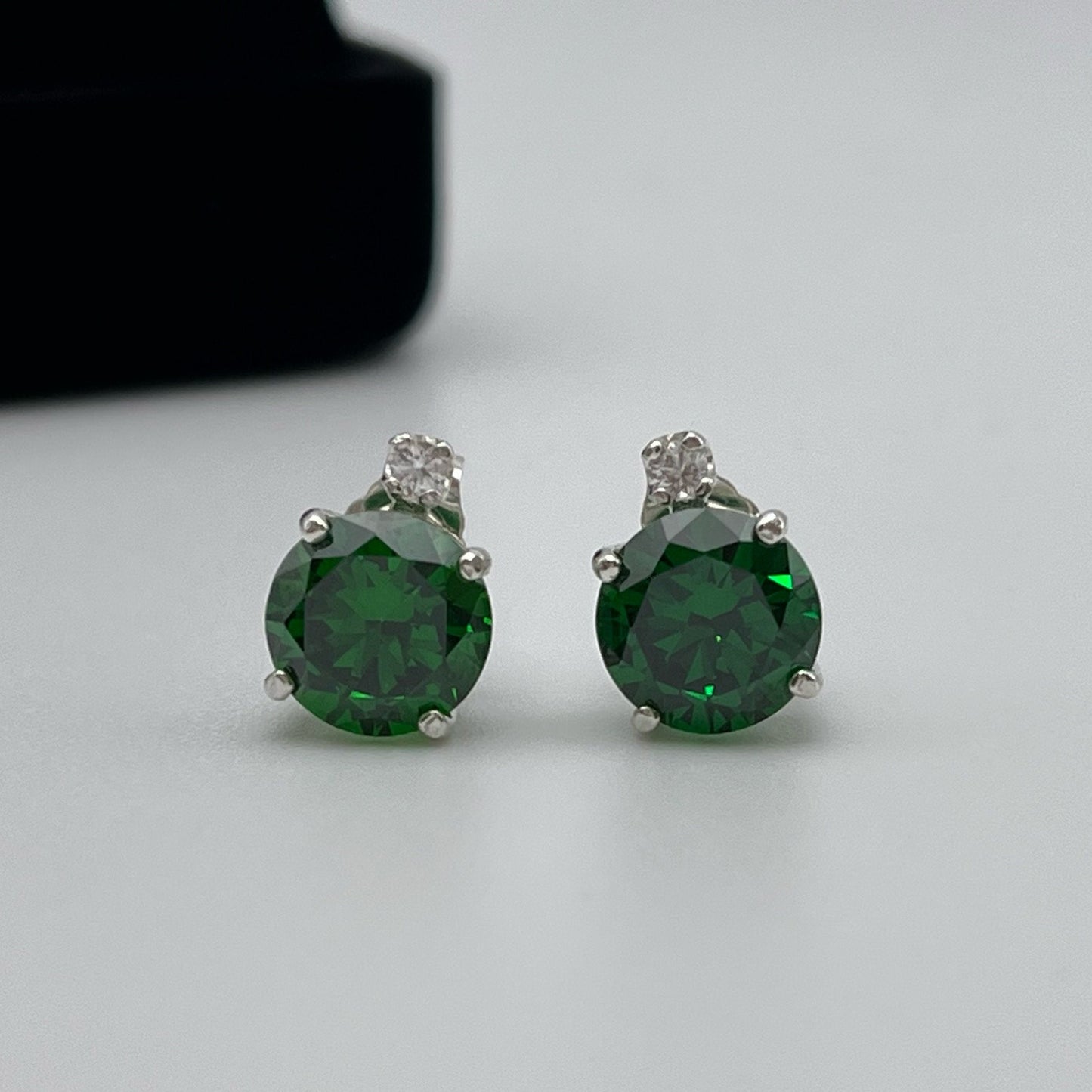 Beautiful 3.3ctw Emerald & White Sapphire Earrings Emerald Earrings
