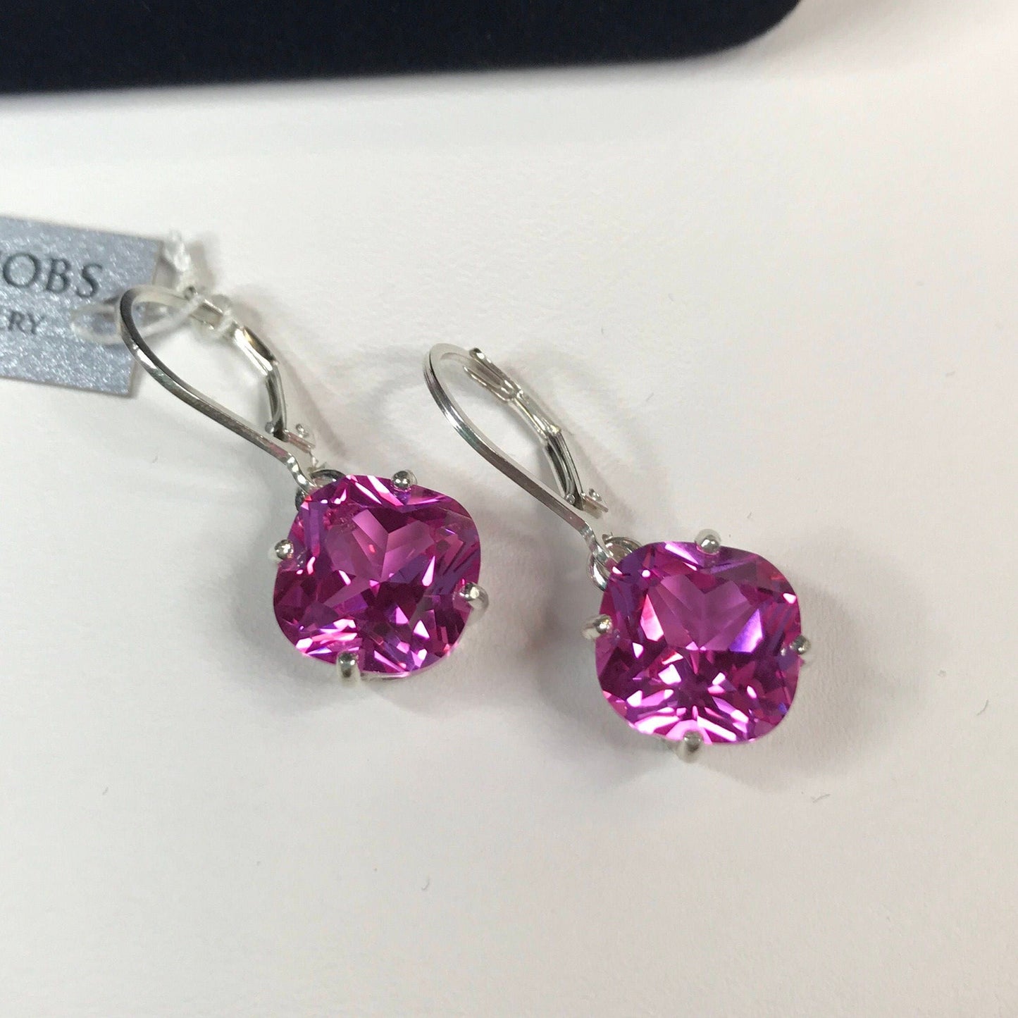 Beautiful 10ctw Cushion Cut Lab Grown Pink Sapphire Earrings in Sterling Silver