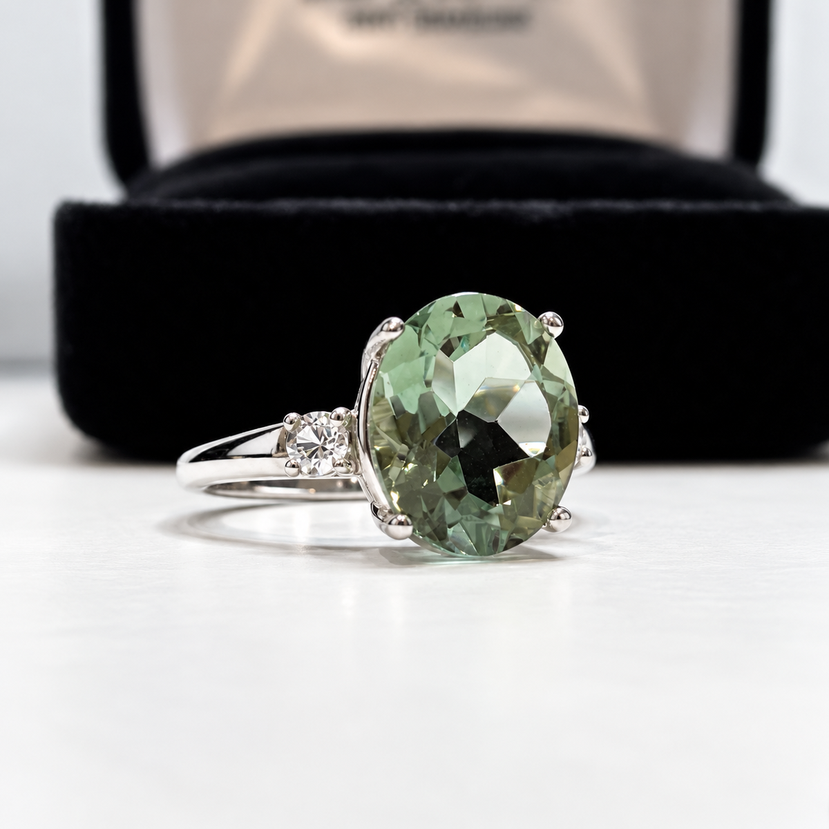 4.5ctw Natural Green Quartz & White Topaz Statement Ring