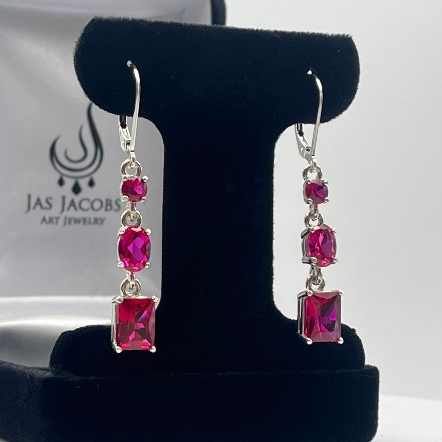 Beautiful 5ctw Multi Cut Ruby Earrings Ruby Drop Dangle Earrings
