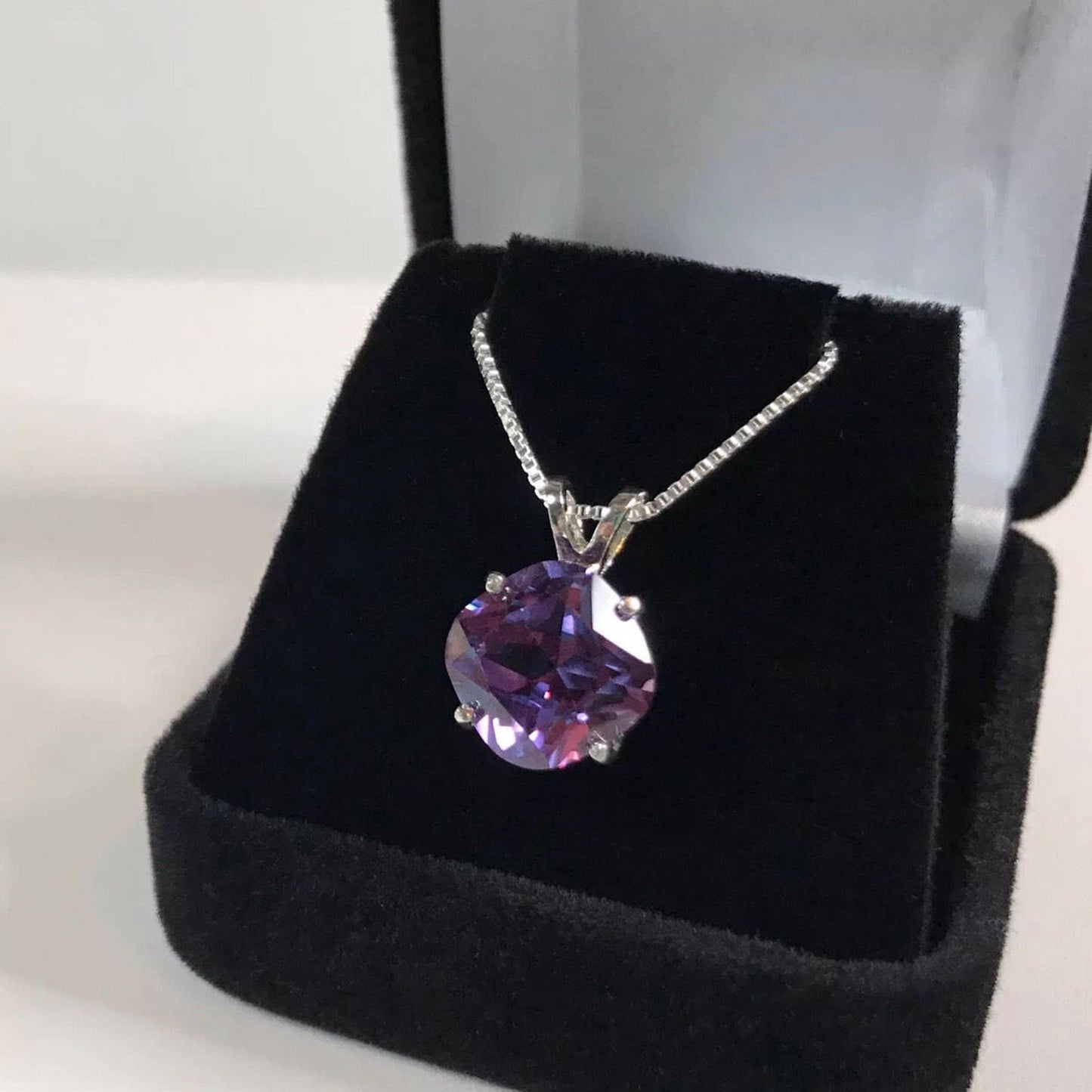 Gorgeous 15ctw Cushion Cut Alexandrite Necklace & Earrings Set Color Change June Birthstone Holiday Jewelry Gift