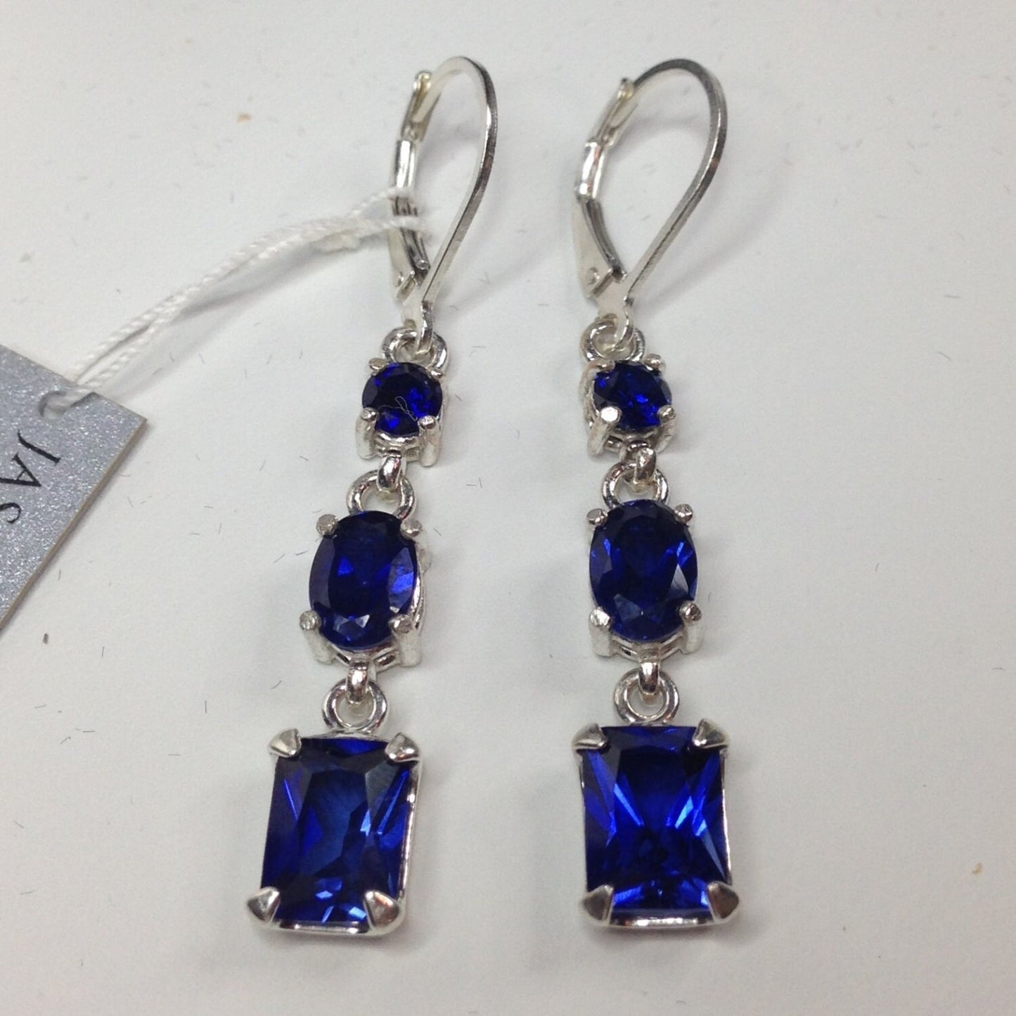 Gorgeous Multi Cut Sapphire Earrings in Sterling Silver