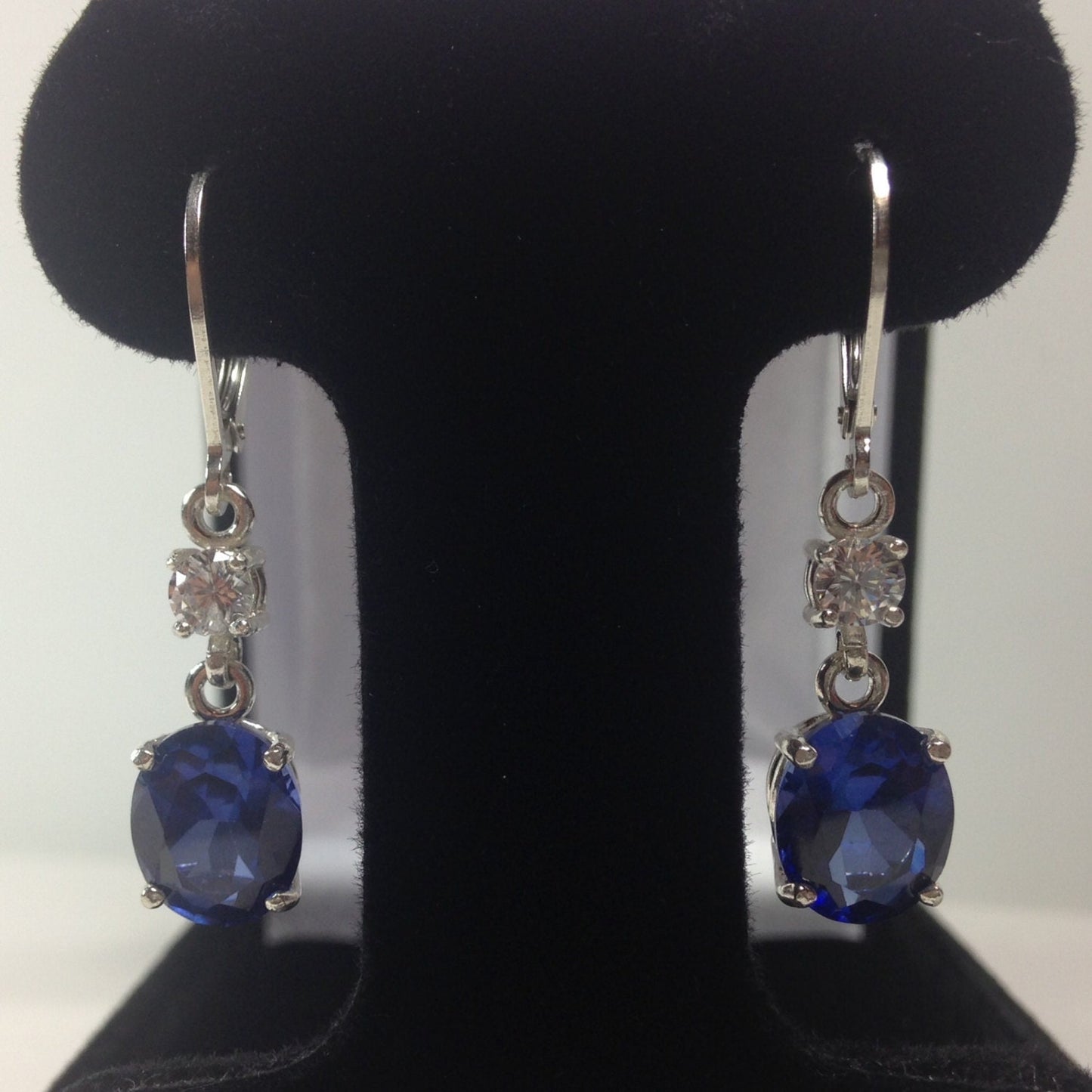 Beautiful 6ct Blue and White Sapphire Earrings in Sterling Silver