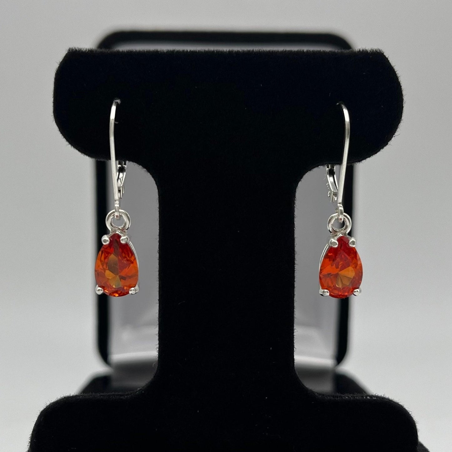 Beautiful 3ctw Pear Cut Orange Padparadscha Sapphire Earrings Sterling Silver Leverback Earrings Fine Jewelry Gift Orange Sapphire TearDrop