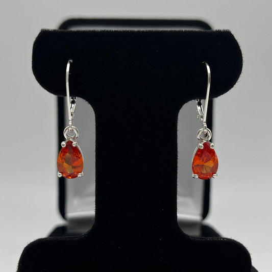 Beautiful 3ctw Pear Cut Orange Padparadscha Sapphire Earrings Sterling Silver Leverback Earrings Fine Jewelry Gift Orange Sapphire TearDrop