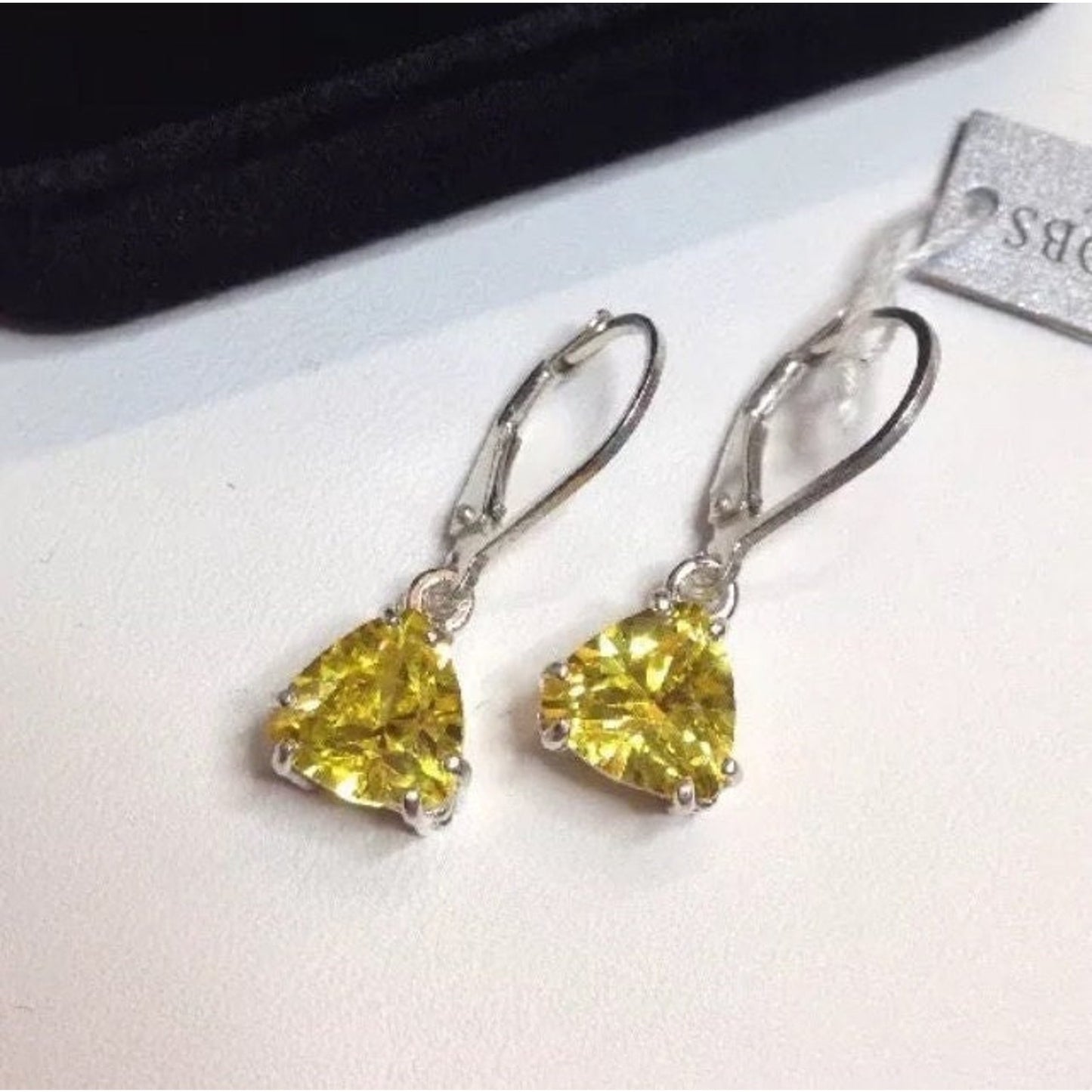 Beautiful 3.6ctw Trillion Cut Citrine Quartz in Sterling Silver Citrine Earrings
