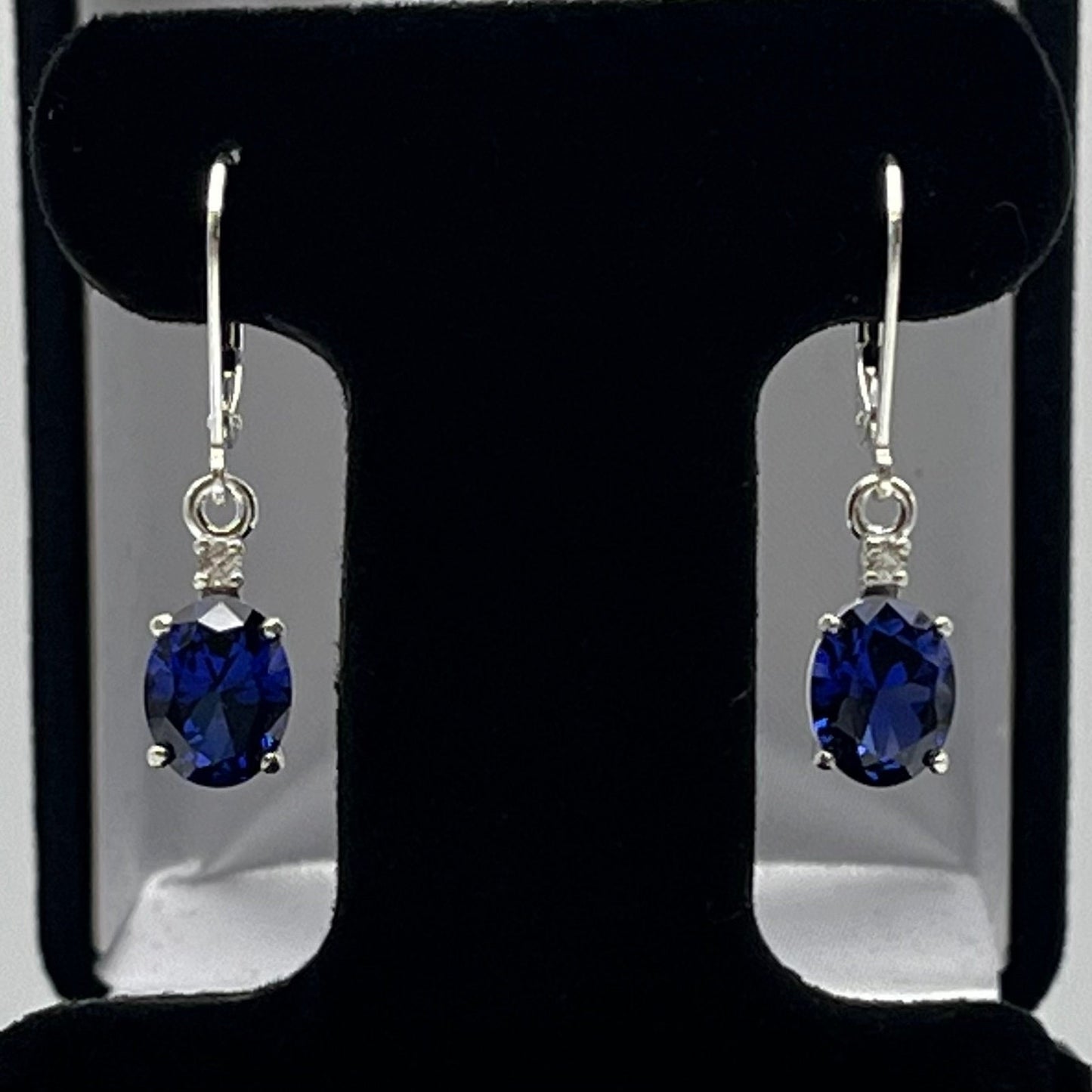 Beautiful 3.3ctw Oval Cut Sapphire Earrings White Sapphire Accents
