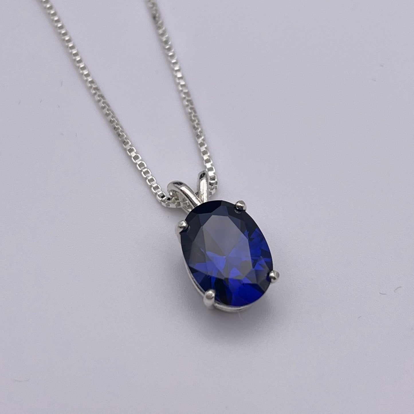Gorgeous 7ct Blue Sapphire in Sterling Silver Pendant Necklace Sapphire September Gift Trending Jewelry 18"