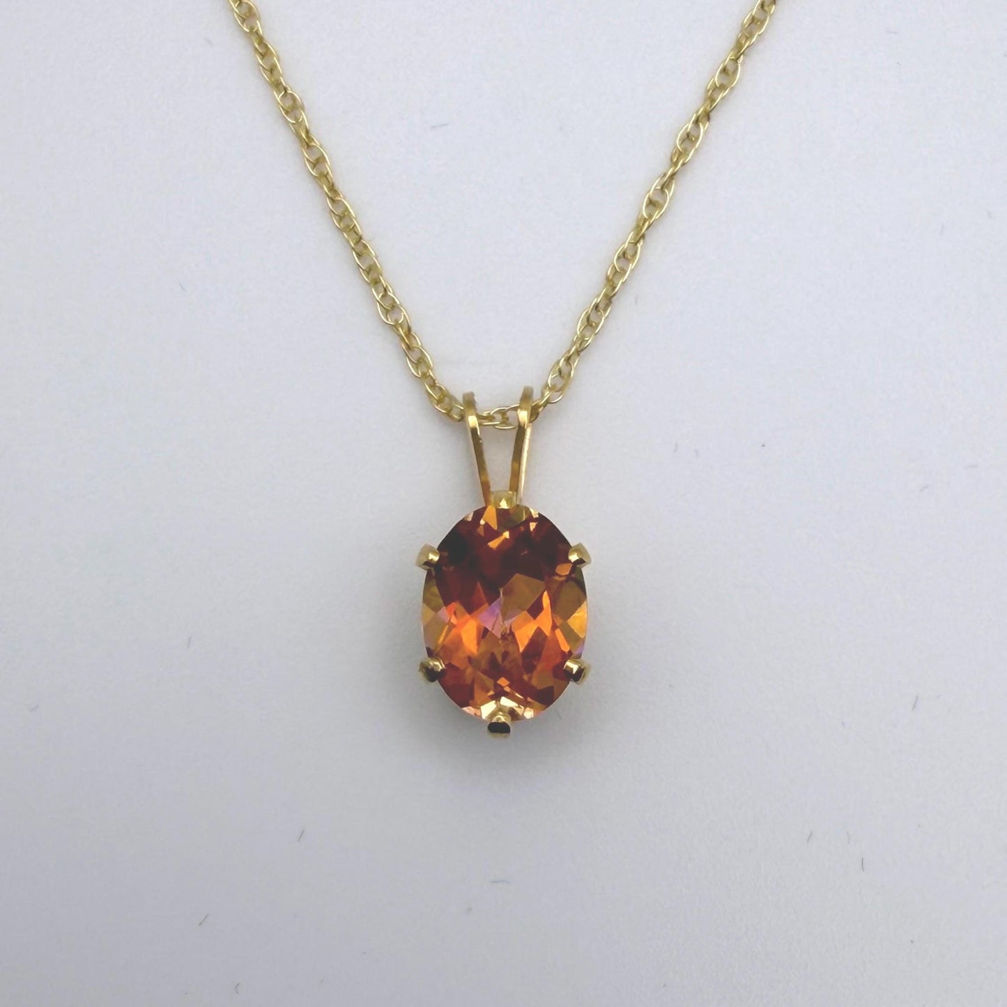 2ct Oval Sunset Topaz Necklace in 14k Yellow Gold Filled
