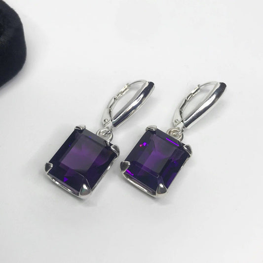 Beautiful 11ctw Royal Purple Amethyst Earrings in Sterling Silver