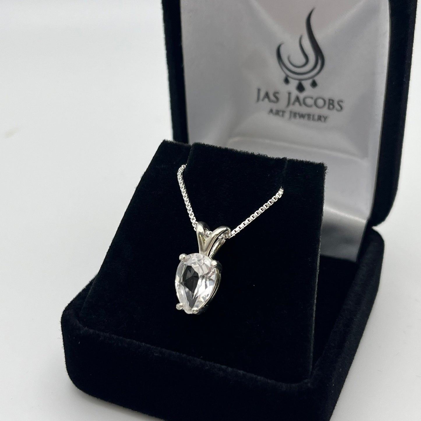 Beautiful 2.25ct Pear Cut White Sapphire Necklace Solitaire Jewelry Gift Bridal Jewelry Set