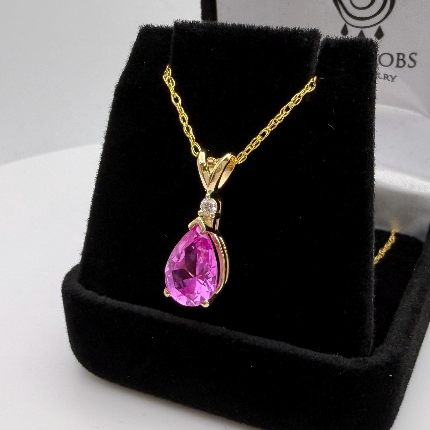 2ct Pear Cut Pink Sapphire Necklace Diamond Accent Heirloom Quality Jewelry Gift