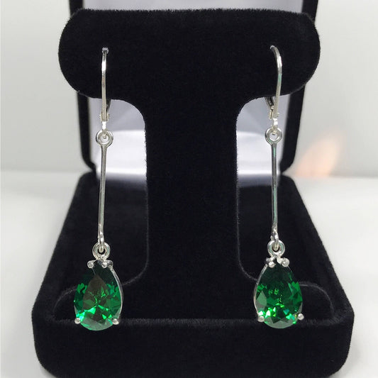 Beautiful 7ctw Pear Cut Emerald Earrings