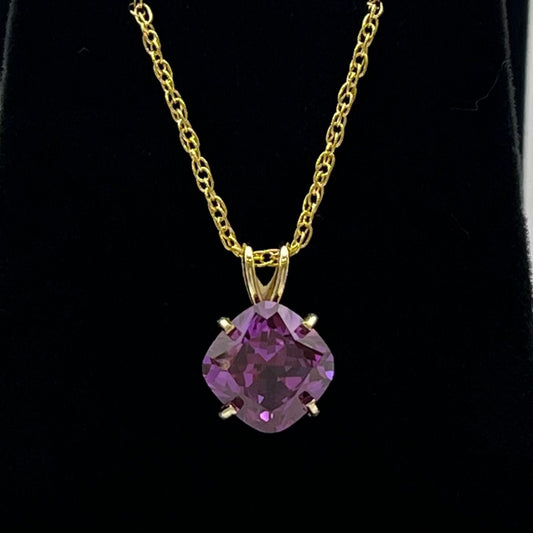 Gorgeous 14k Gold 5ct Cushion Cut Corundum Alexandrite Pendant Necklace Cushion Alexandrite Trending Jewelry Gift June
