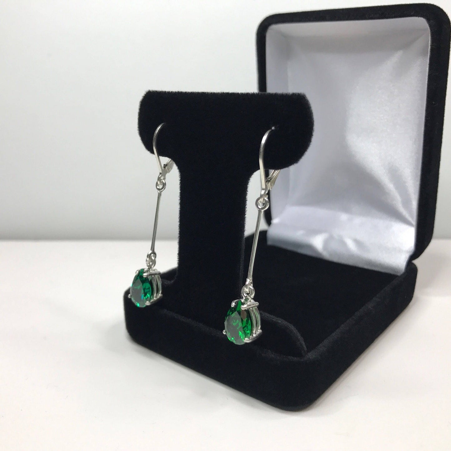 Beautiful 4ctw Pear Cut Emerald Earrings