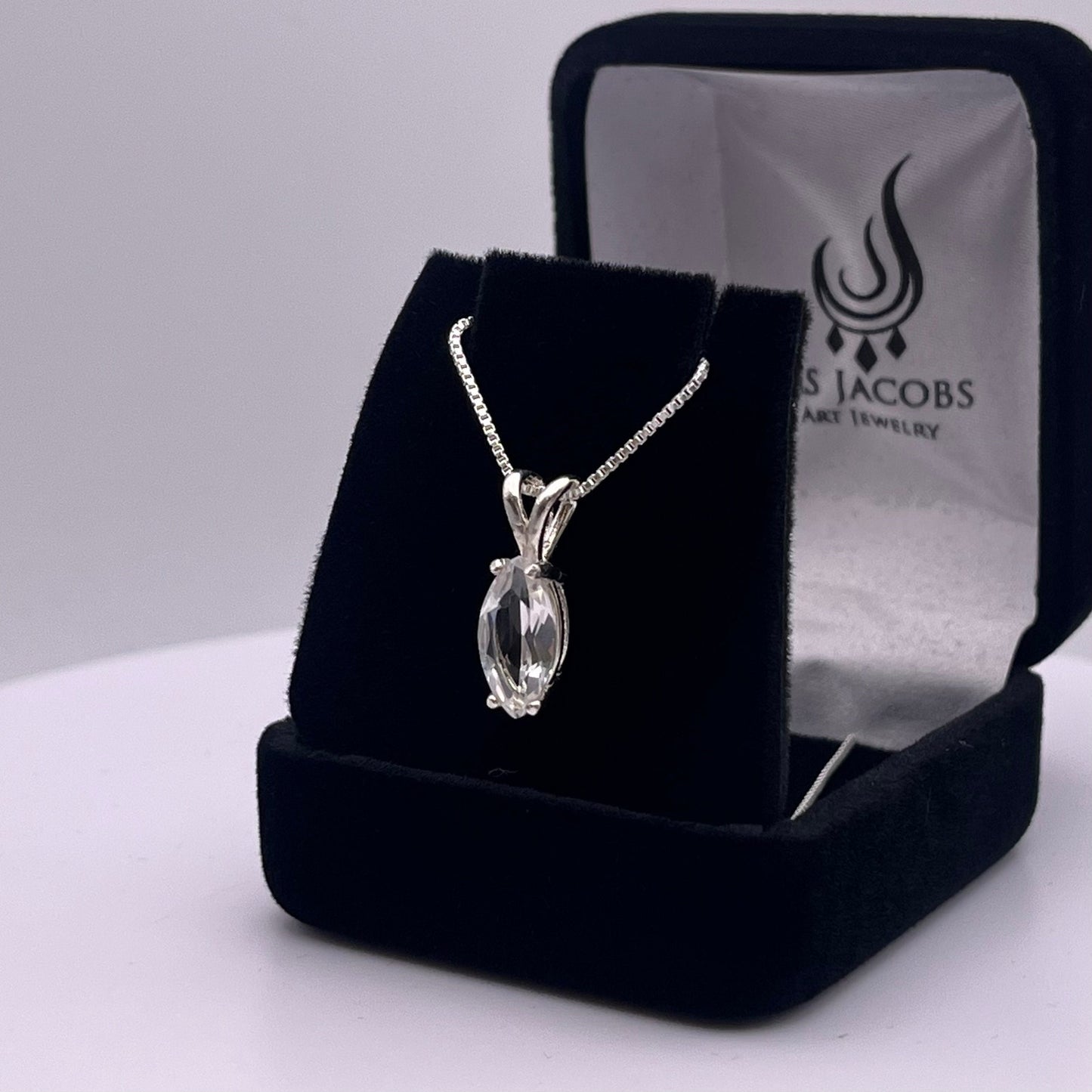 Beautiful 2ct Marquise Cut White Sapphire Necklace Sterling Silver Pendant Anniversary Gift Gift Bridal Gift Colorless Sapphire