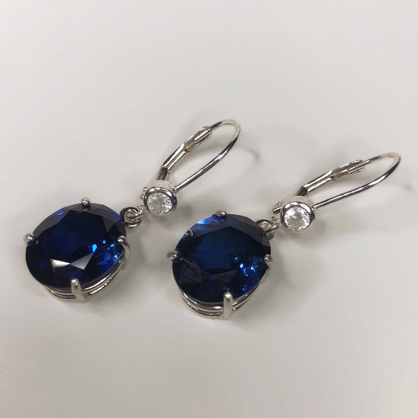 Beautiful 12ctw Oval Cut Sapphire Earrings in Sterling Silver