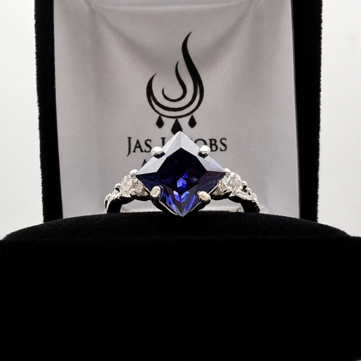 Princess Cut Blue Sapphire & Diamond Ring | Made to Order in Sterling Silver, 10K or 14K White, Yellow & Rose Gold