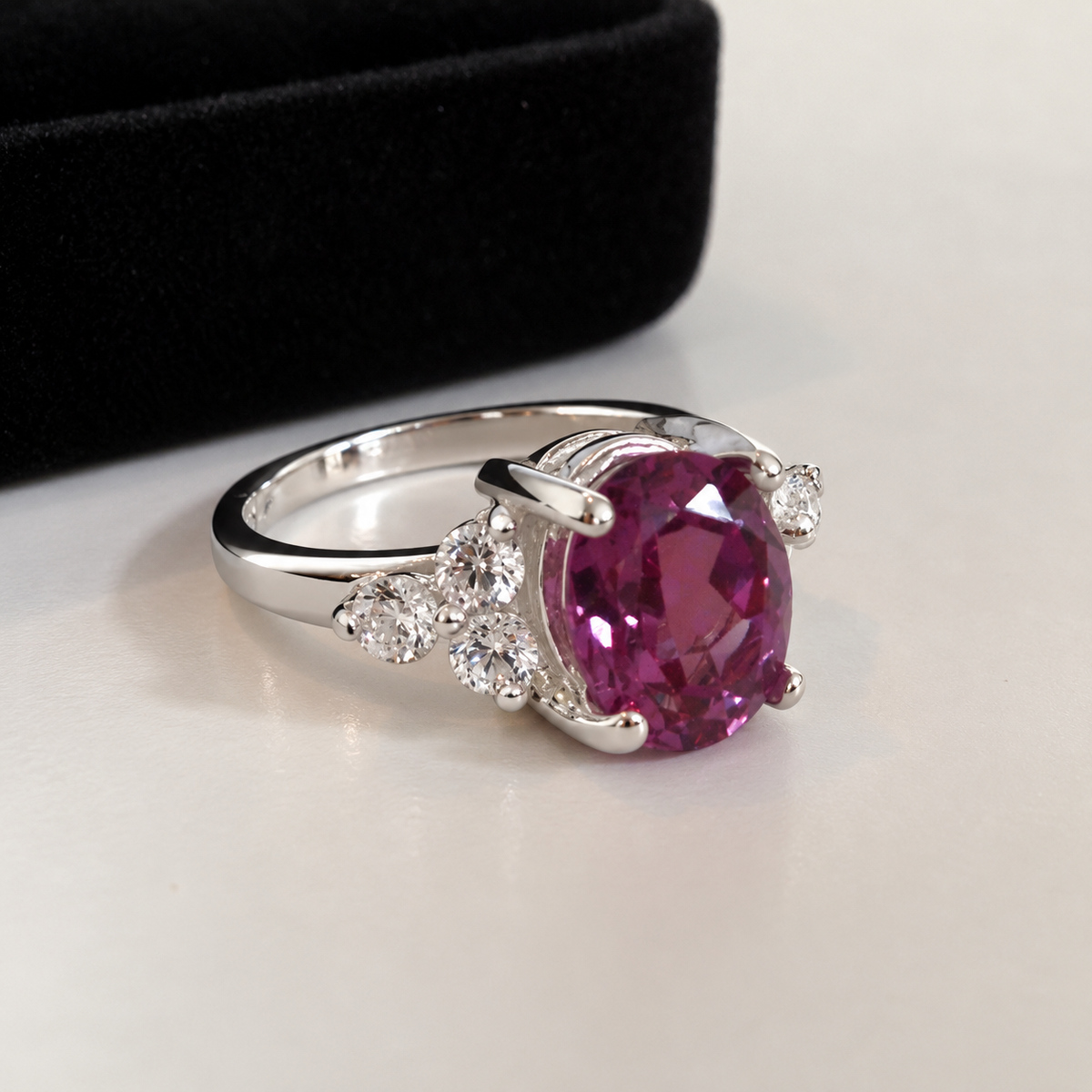 3.78ctw Oval Alexandrite Sapphire & White Sapphire Cluster Ring