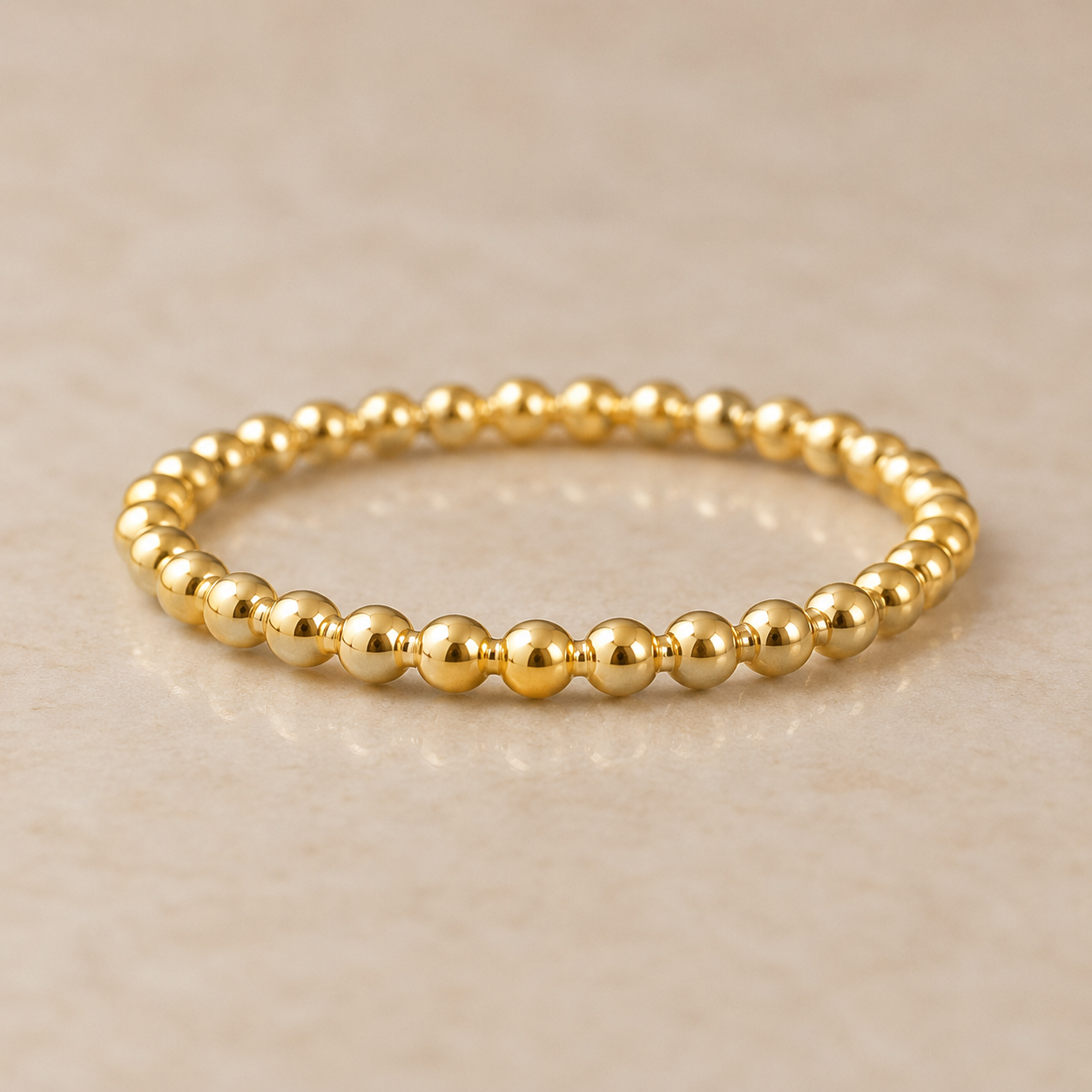 12k/20 Yellow Gold Filled 1.5mm Beaded Design Stackable Ring – Water Resistant Dainty Gold Ball Ring | Minimalist Everyday Jewelry