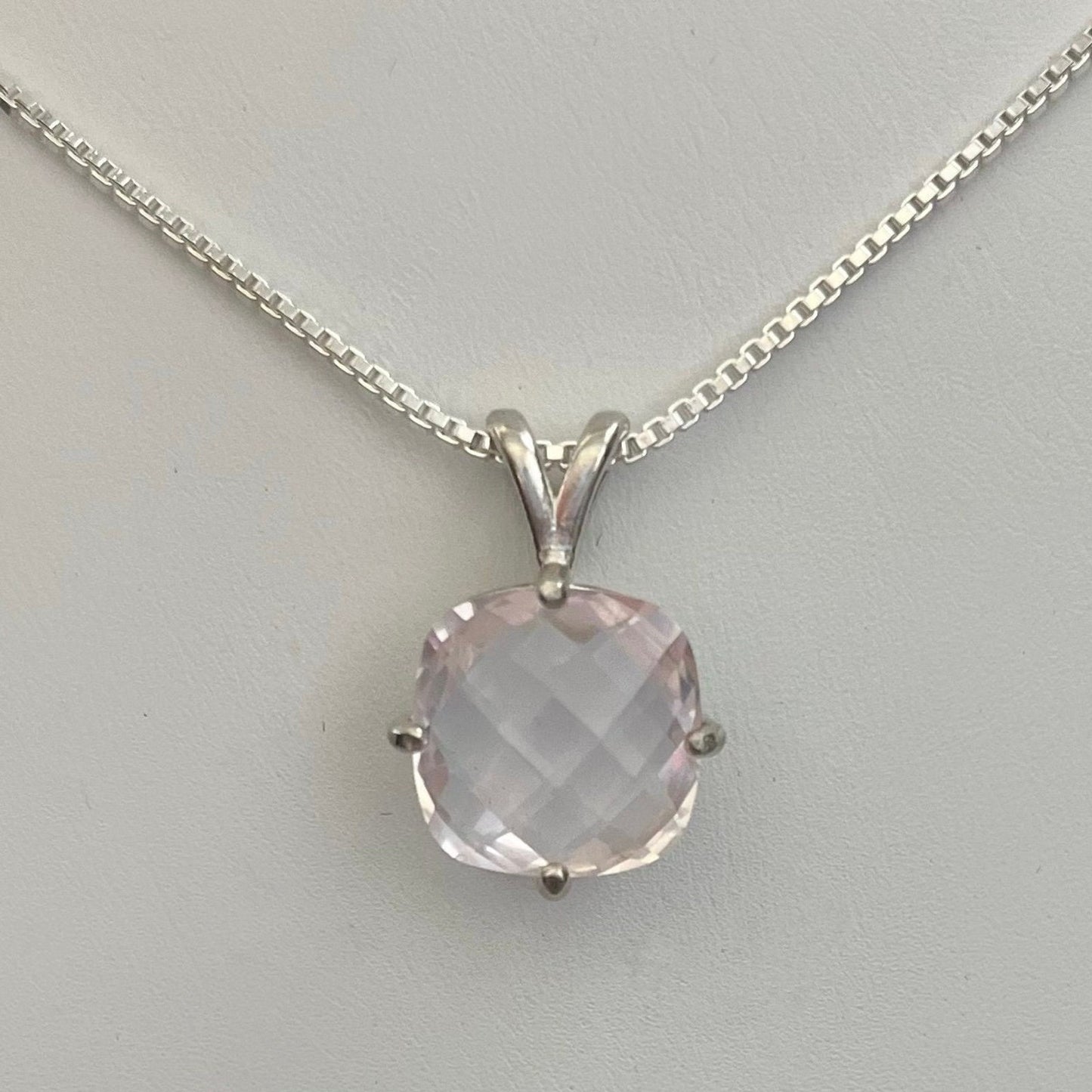 Gorgeous 10mm 3.5ct Rose Quartz Necklace or Pendant in Sterling Silver 10k or 14k Rose Gold Yellow or White Gold Jewelry Gift