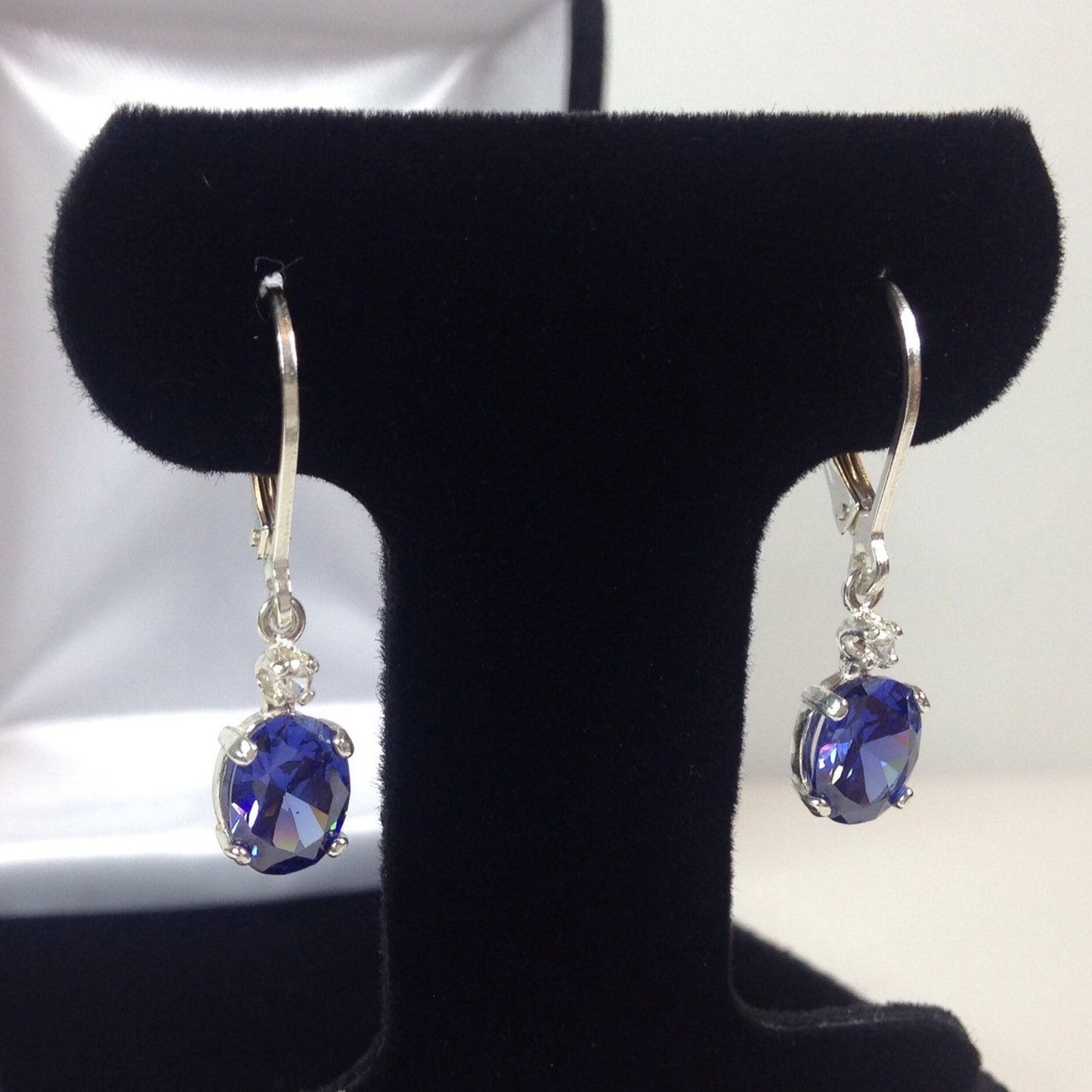 Beautiful 2.3ctw Tanzanite & White Sapphire in Sterling Silver Tanzanite Earrings