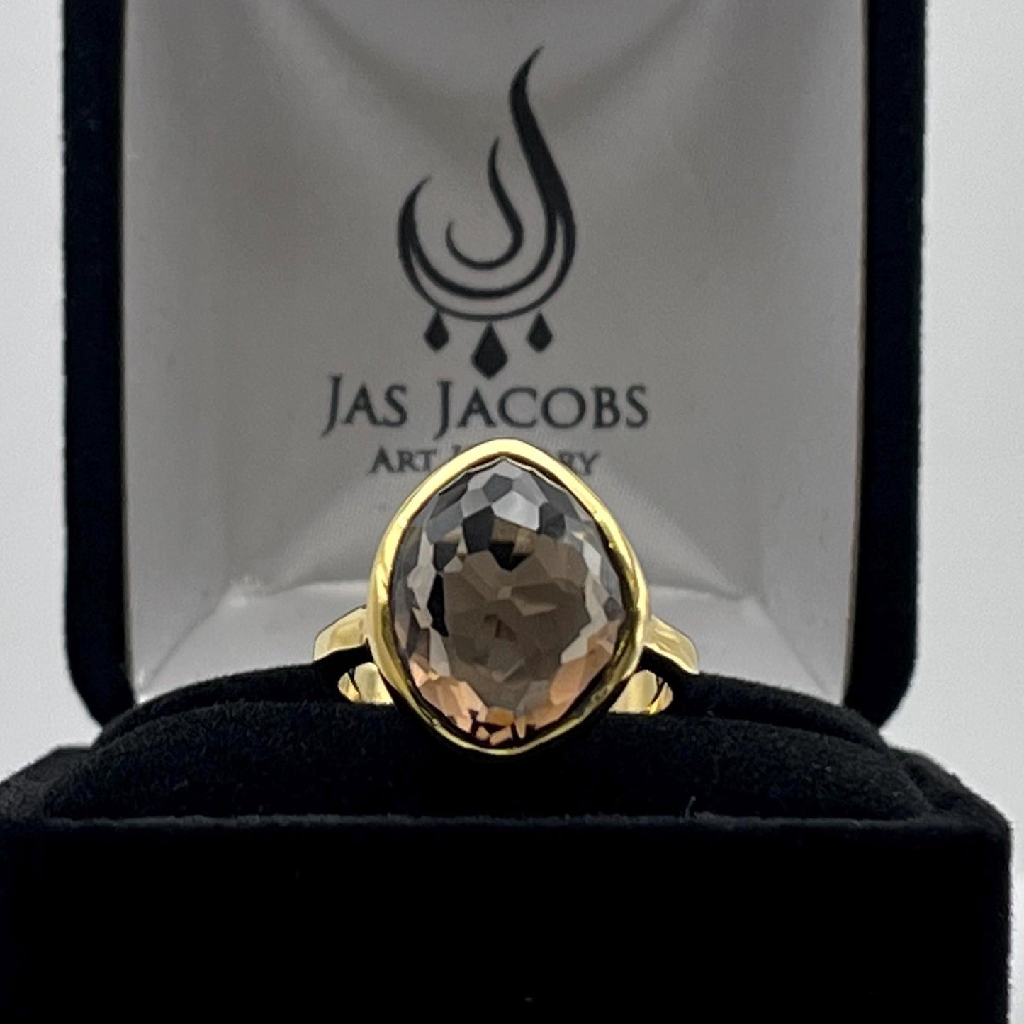 Beautiful 5ct Genuine Smoky Quartz Ring 18k Gold Vermeil Gold Smoky Quartz Ring