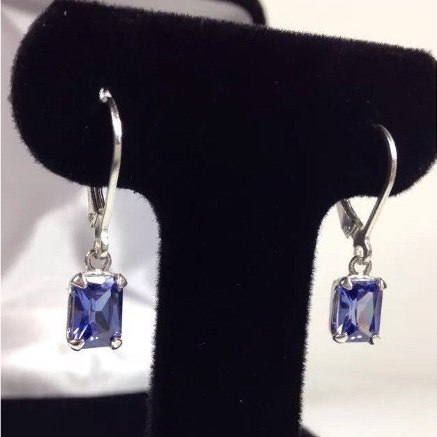 Beautiful 2ctw Emerald Cut Tanzanite Earrings in Sterling Silver