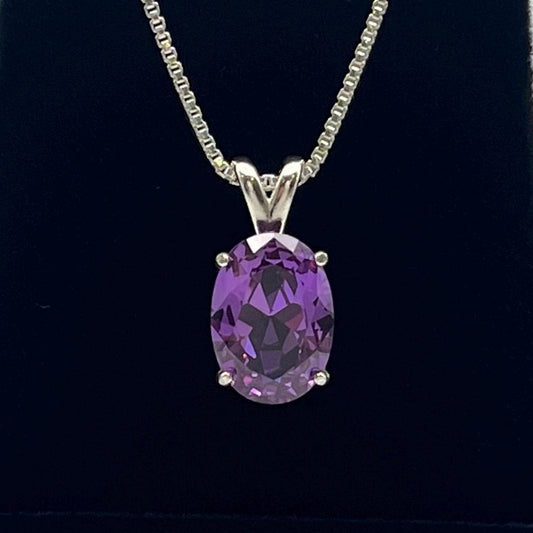 Gorgeous 7ct Oval Cut Alexandrite Necklace Color Change Alexandrite Necklace
